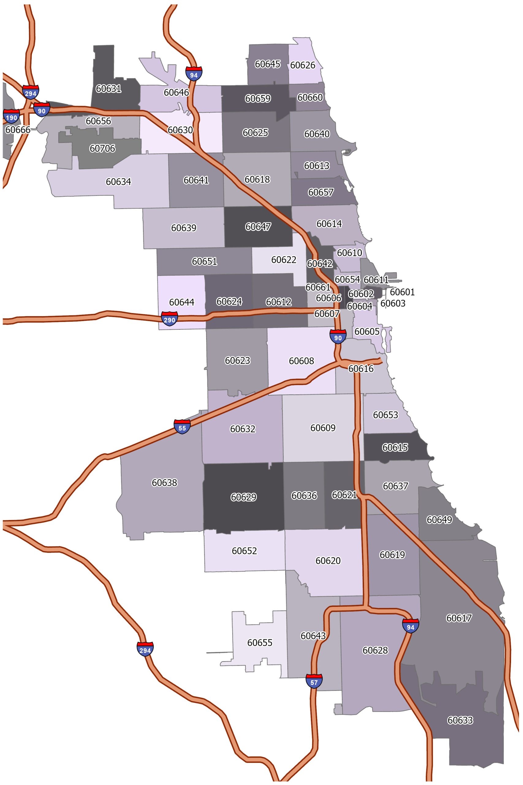 Chicago Zip Code Map Printable