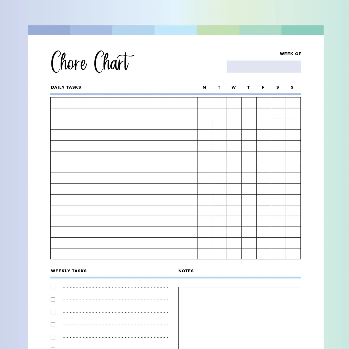 Chore Chart Free Printable Pdf