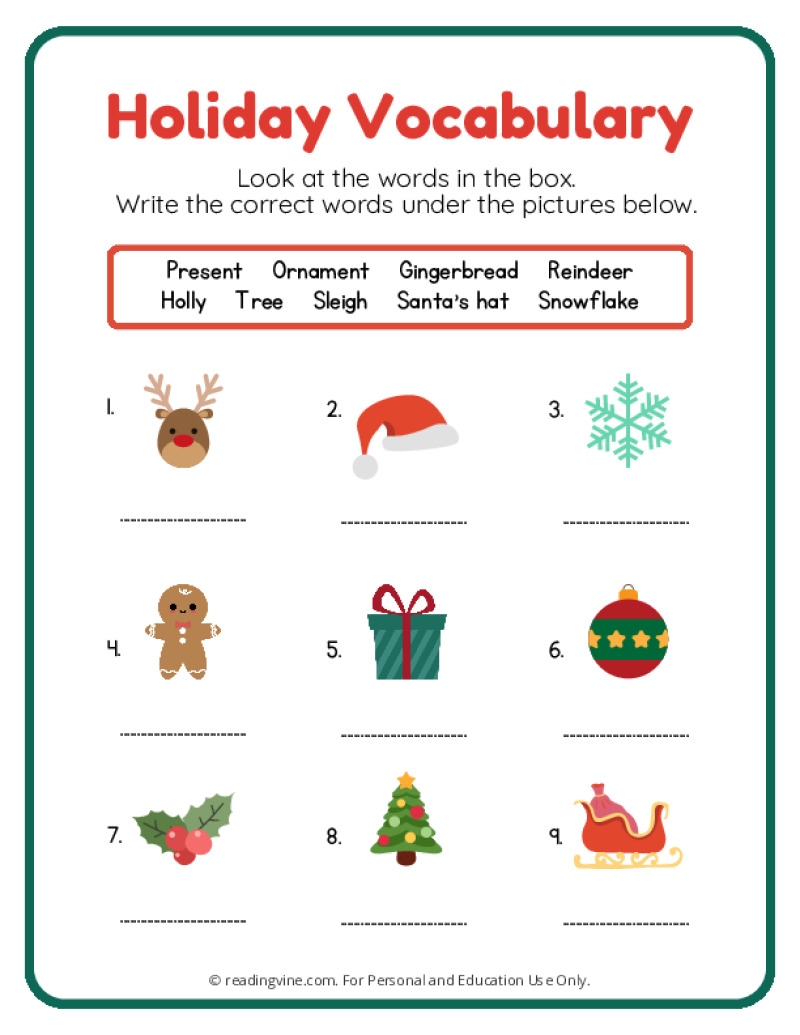 Free Printable Christmas Phonics Worksheets
