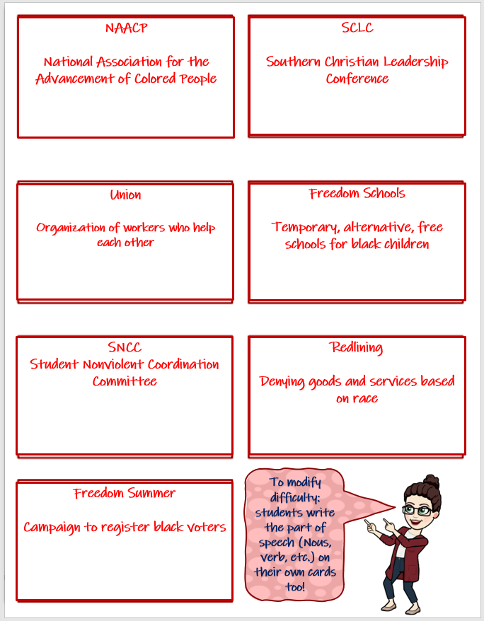Civil Rights Vocabulary Game Balderdash Amped Up Learning