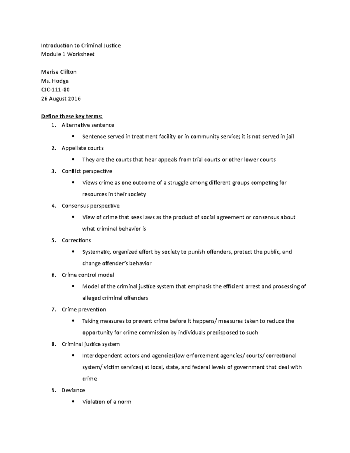 CJC 111 Chapter 1 Worksheet Key Terms Concepts In Criminal Justice Studocu CJC 111 Chapter 1 Worksheet Key Terms Concepts In Criminal Justice Studocu