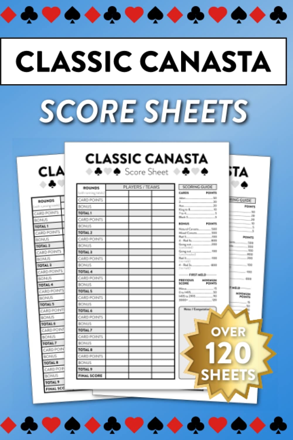Classic Canasta Score Sheets Over 120 Sheets For Canasta With Melds And Score Guide Publishing Score Sheetz Amazon de Books