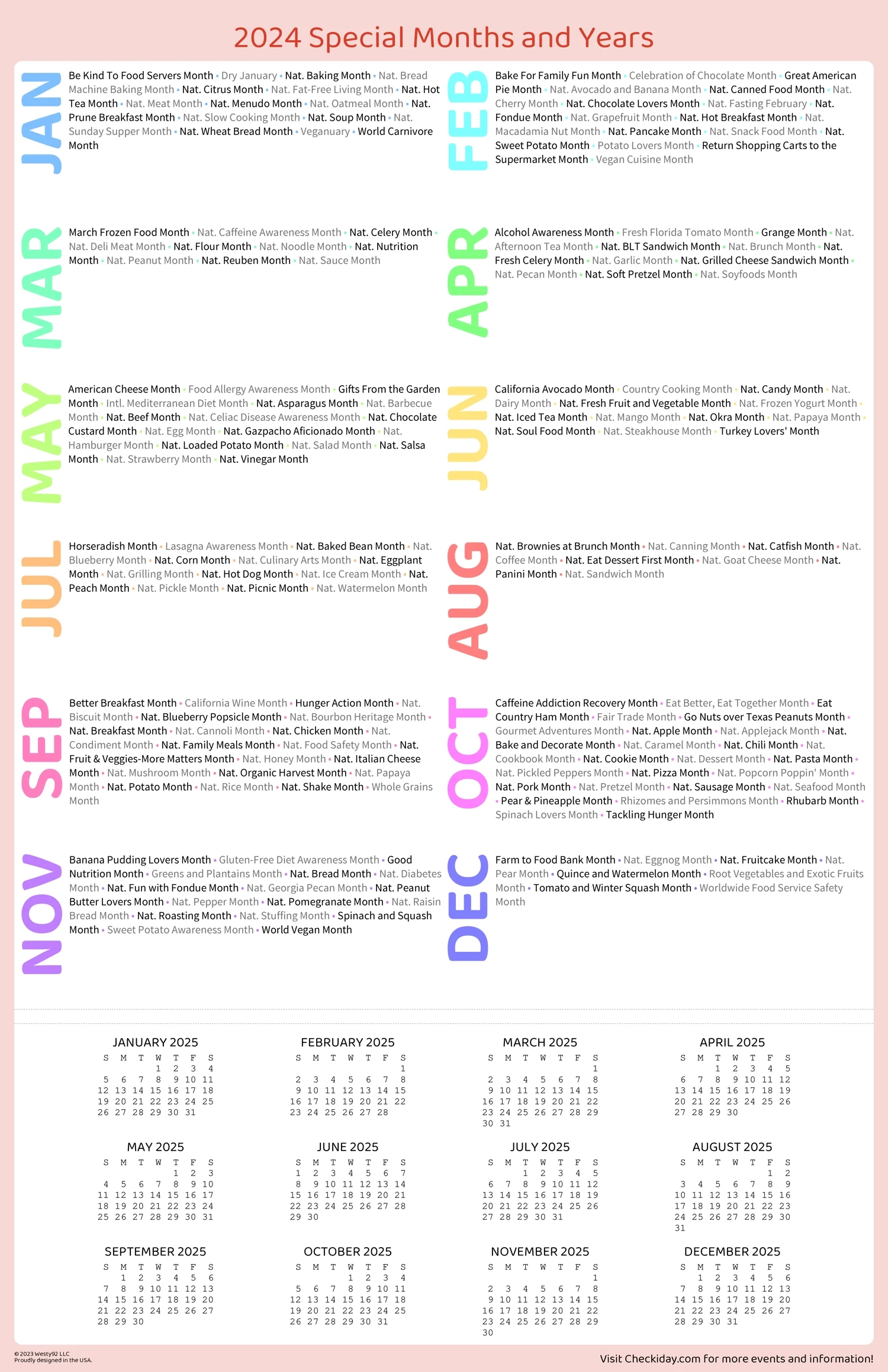 CLEARANCE 2024 Food Holiday Calendar Printable Digital Copy 1400 Events FREE Access To Descriptions