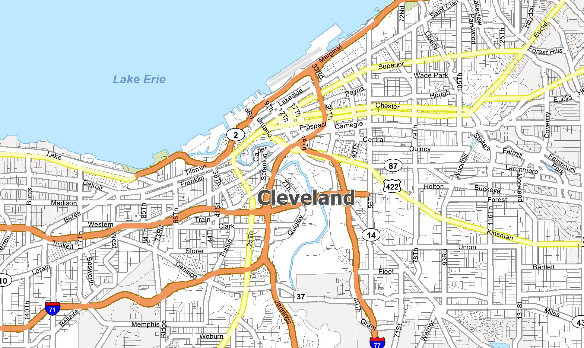Printable Street Map Of Cleveland Ohio