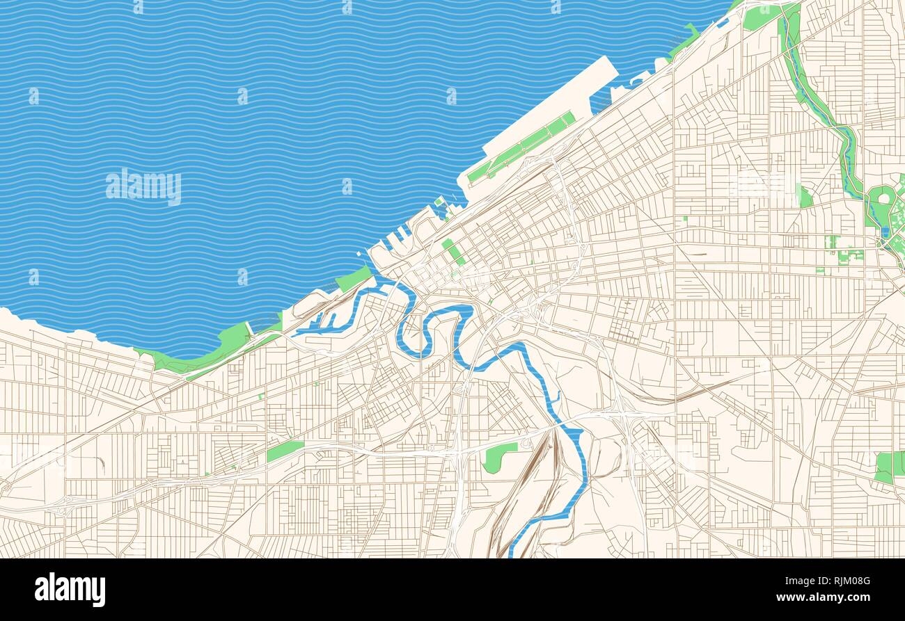 Cleveland Ohio Printable Map Excerpt This Vector Streetmap Of Downtown Cleveland Is Made For Infographic And Print Projects Stock Vector Image Art Alamy