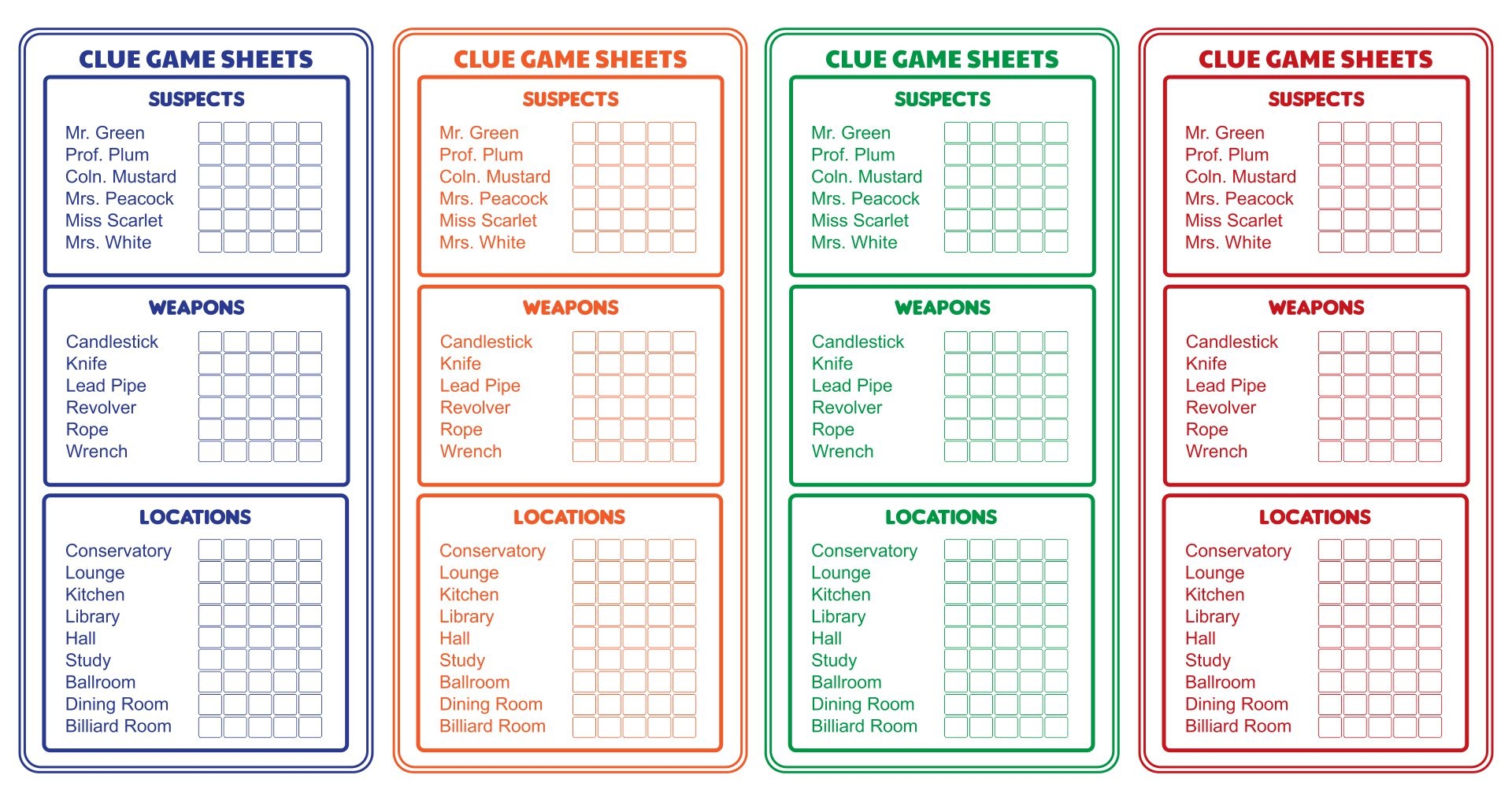 Clue Board Game 10 Free PDF Printables Printablee