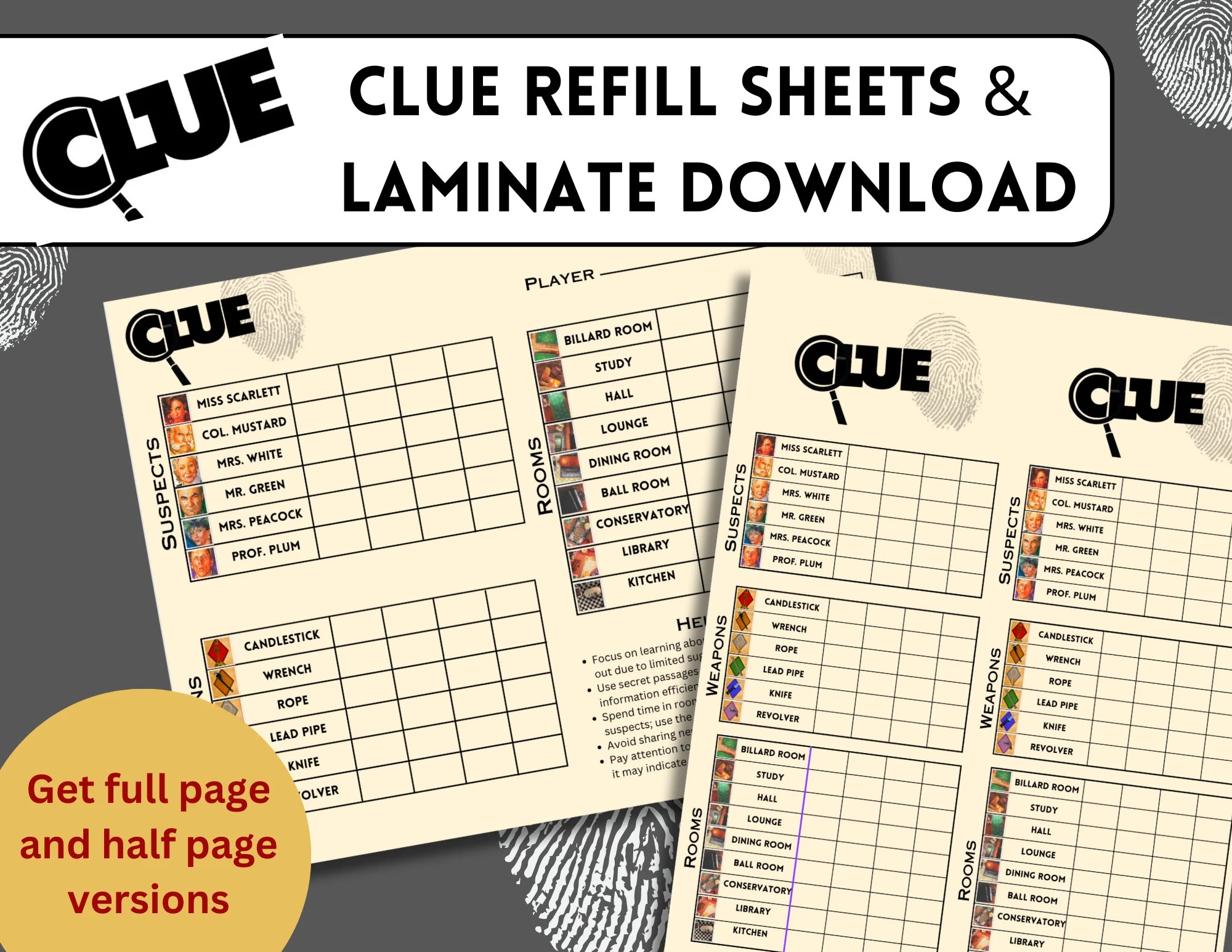Pdf Simpsons Clue Sheets Printable