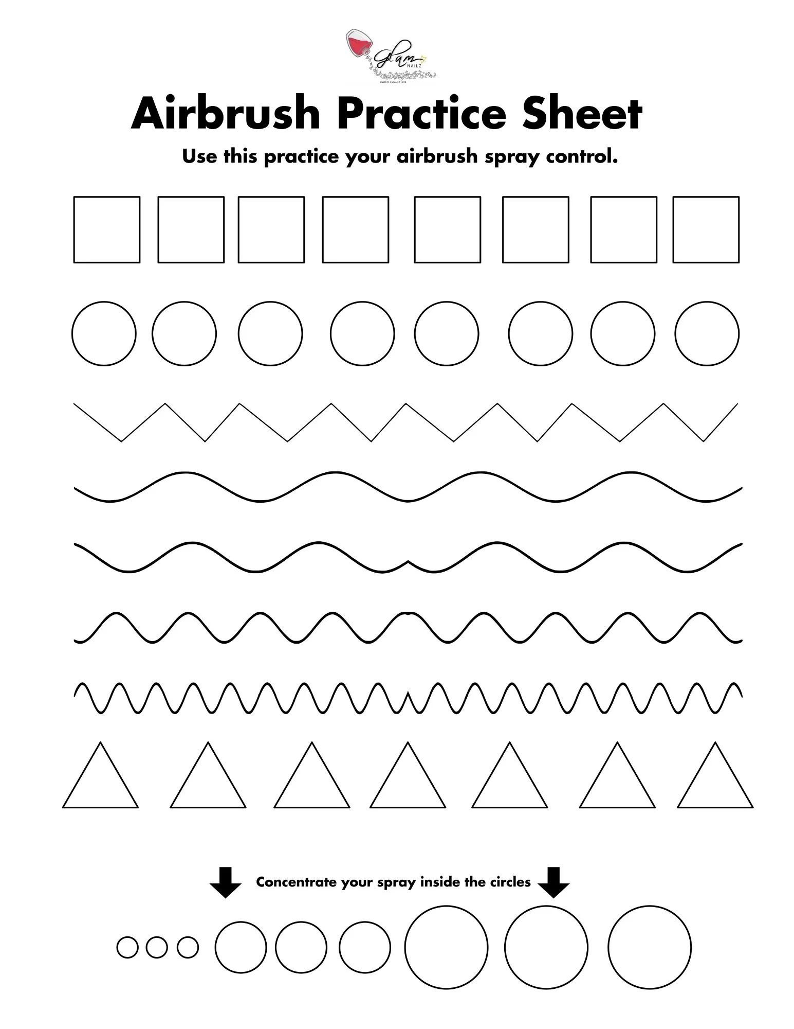 Printable Airbrush Practice Sheets