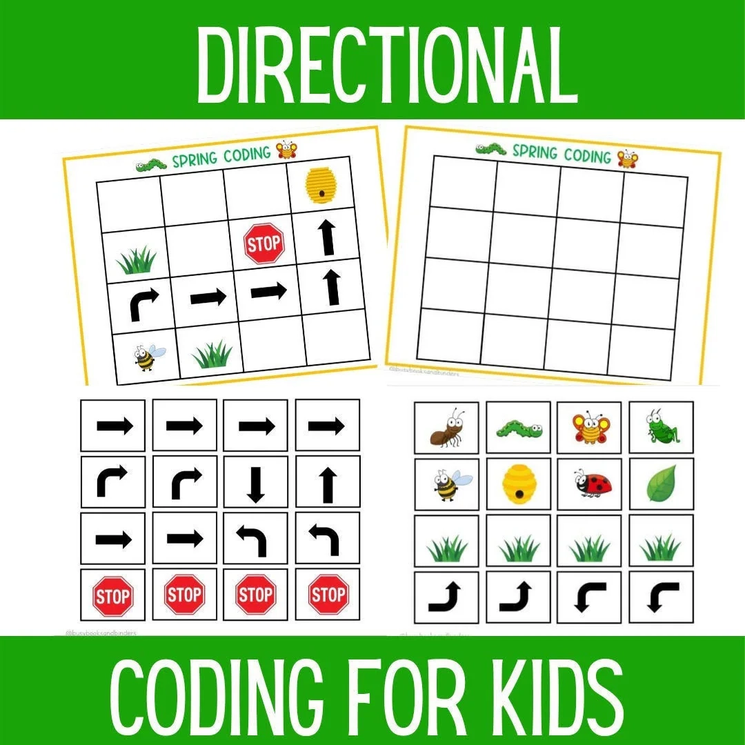 Coding For Kids Directional Coding Coding Worksheets Spring Busy Book Kindergarten Worksheets Spring Activities Bugs Preschool Etsy Israel