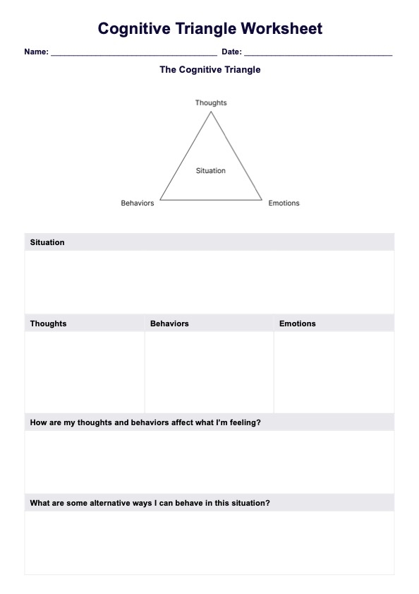 Cognitive Triangle Worksheets Example Free PDF Download