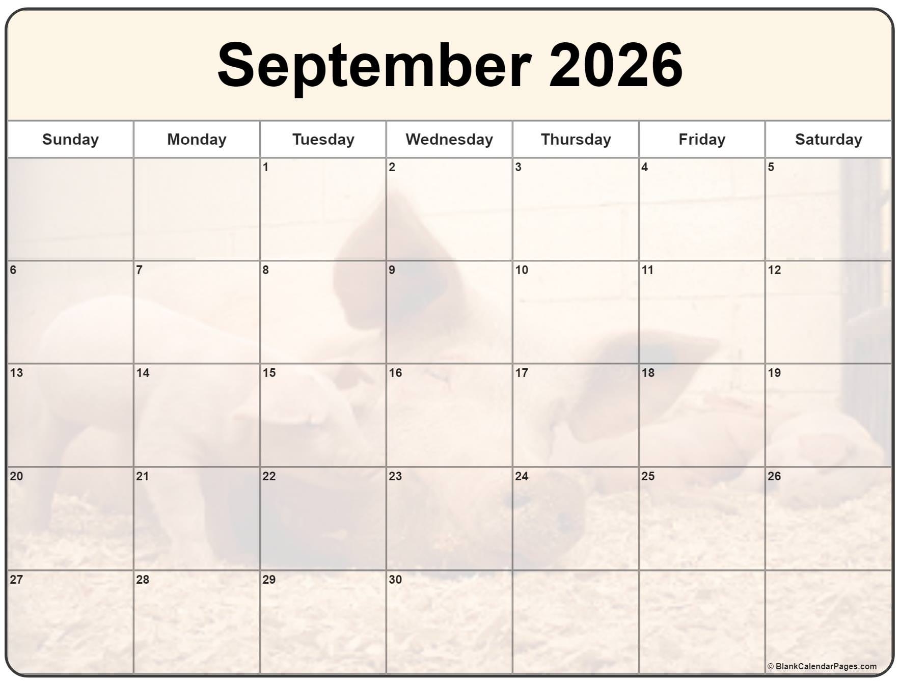 Collection Of September 2026 Photo Calendars With Image Filters Collection Of September 2026 Photo Calendars With Image Filters