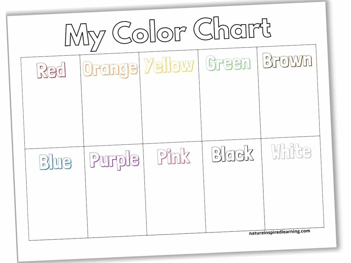 Color Charts Plus Activity Ideas Nature Inspired Learning