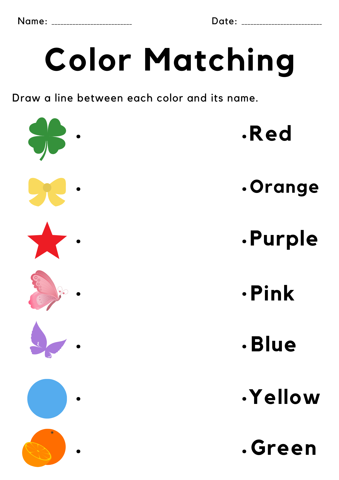 Color Identification Color Matching Worksheet For Kindergarten Teaching Resources