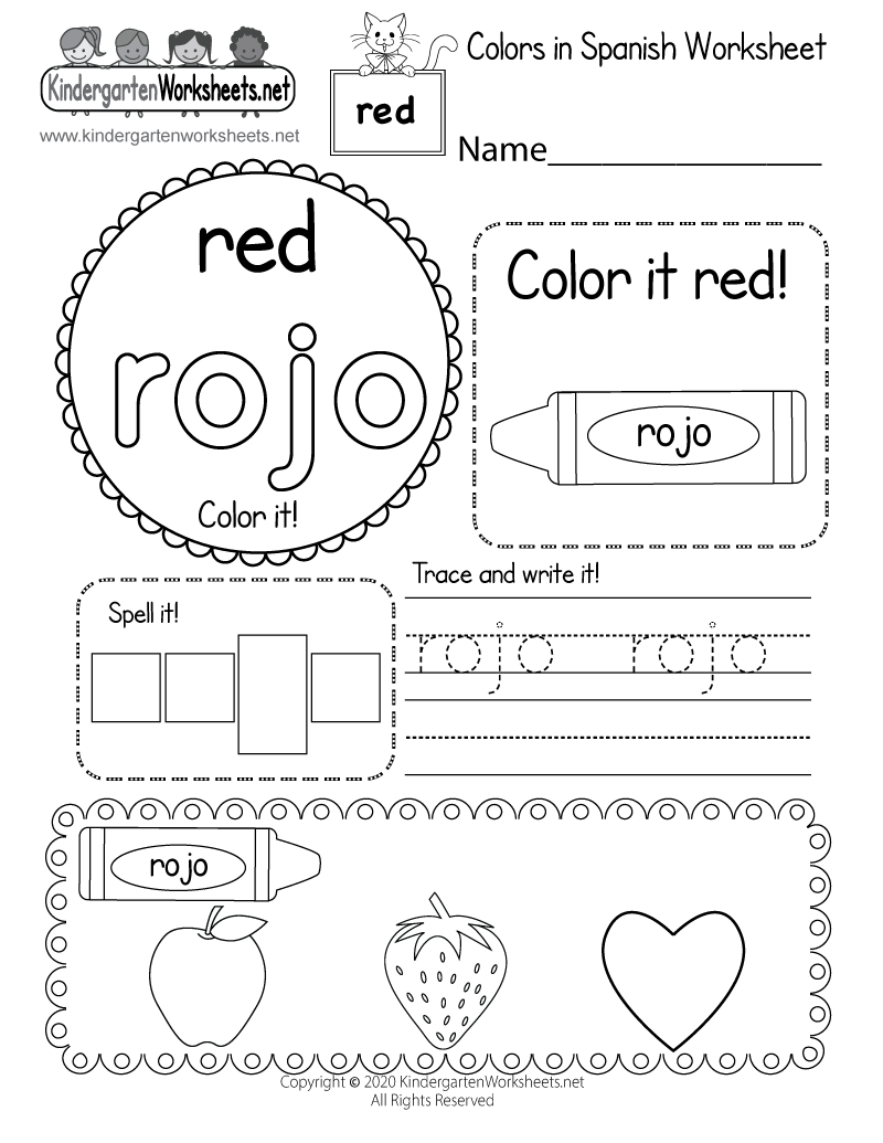 Free Printable Spanish Worksheets For Kindergarten