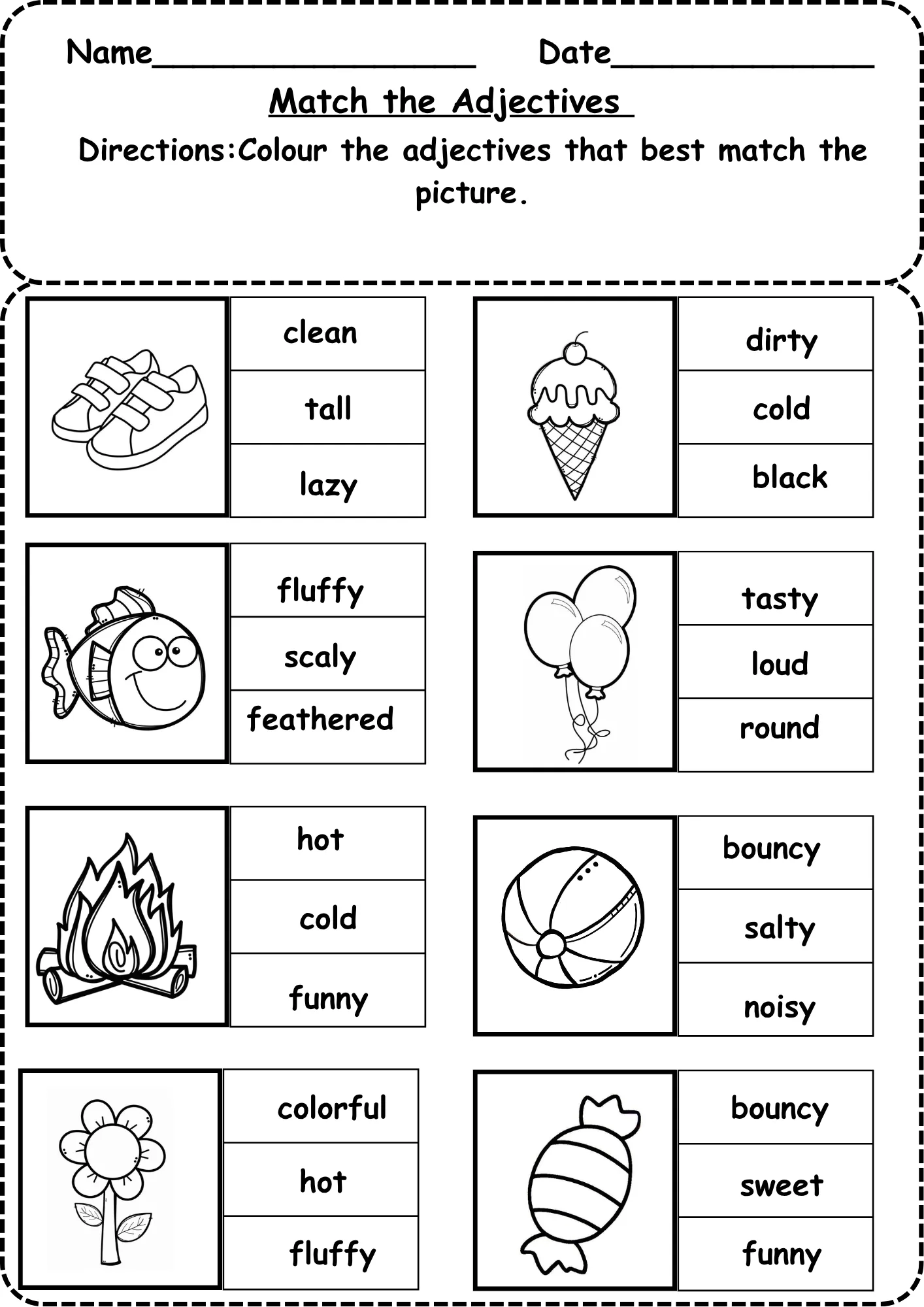 Printable Adjective Worksheets