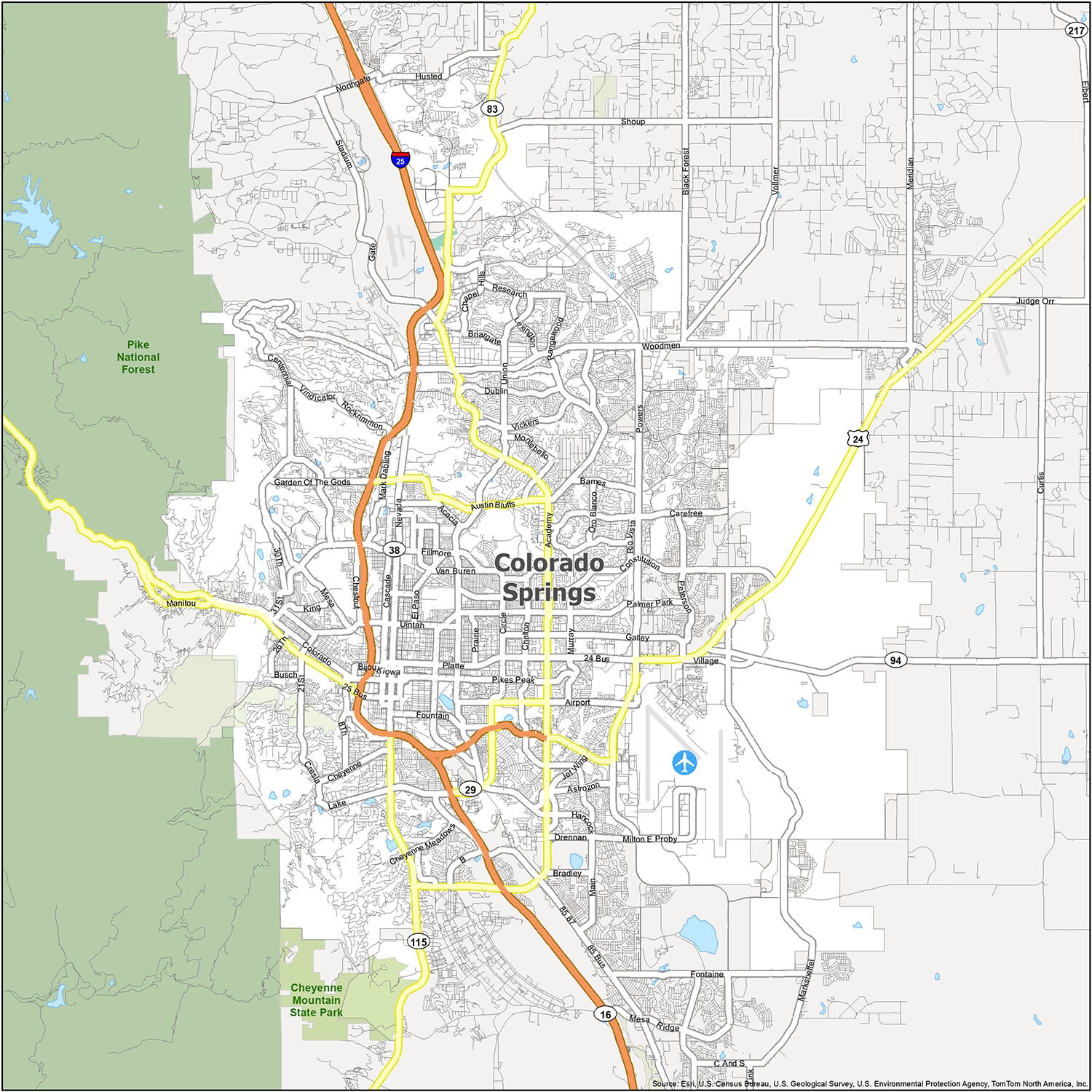 Colorado Springs Map Printable