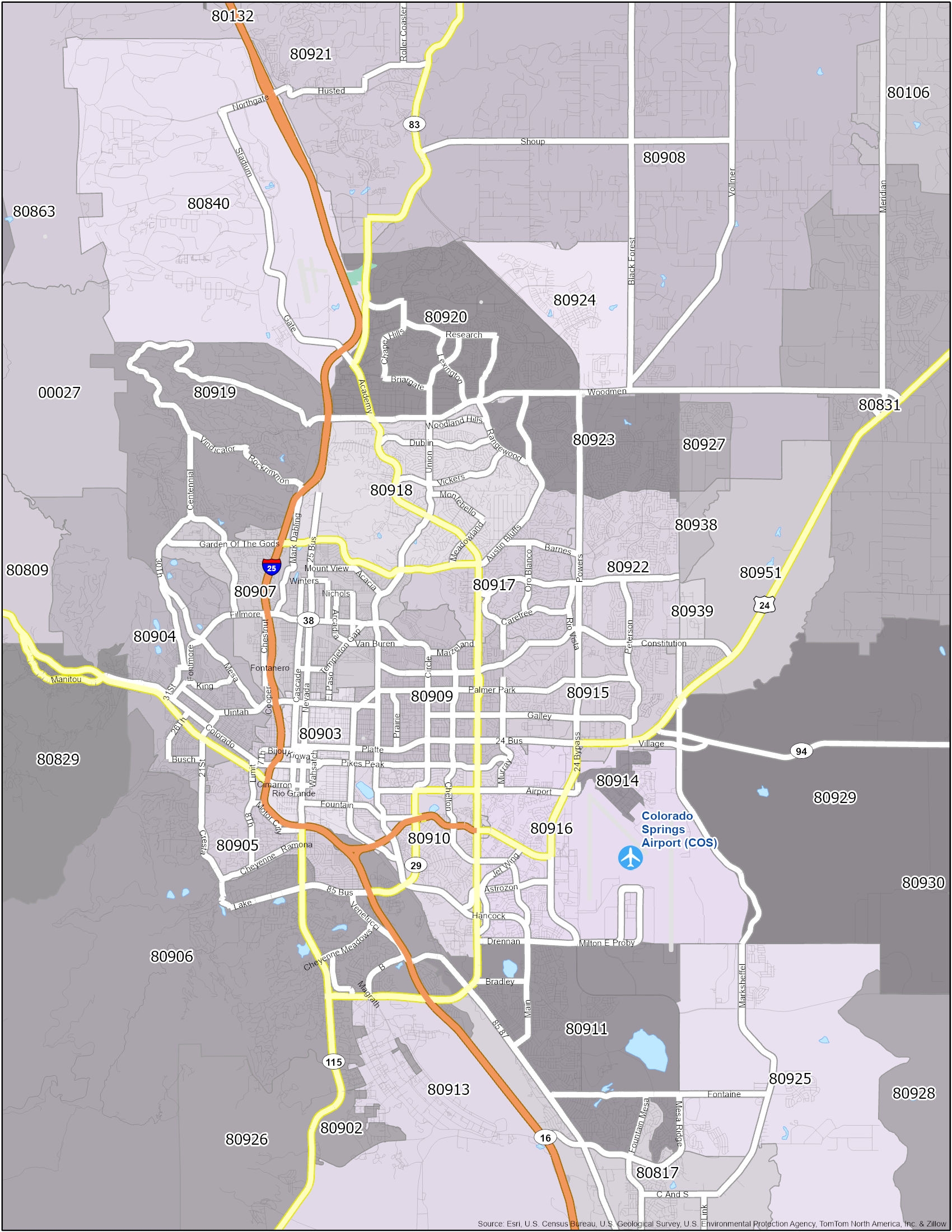 Colorado Springs Map Printable