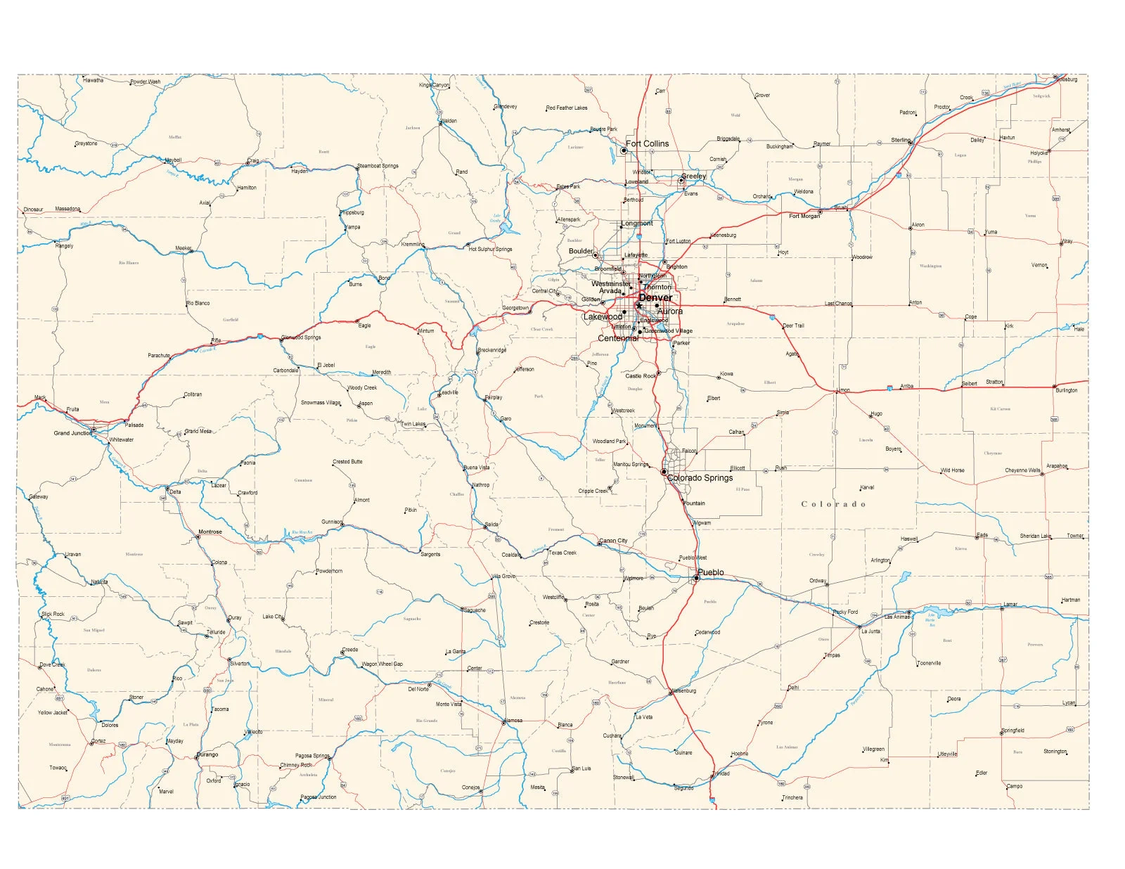 Printable Road Map Of Colorado
