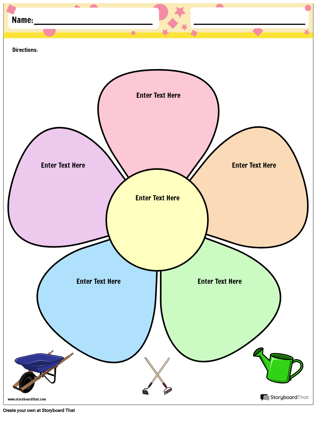Colorful Flower Petal Graphic Organizer Template