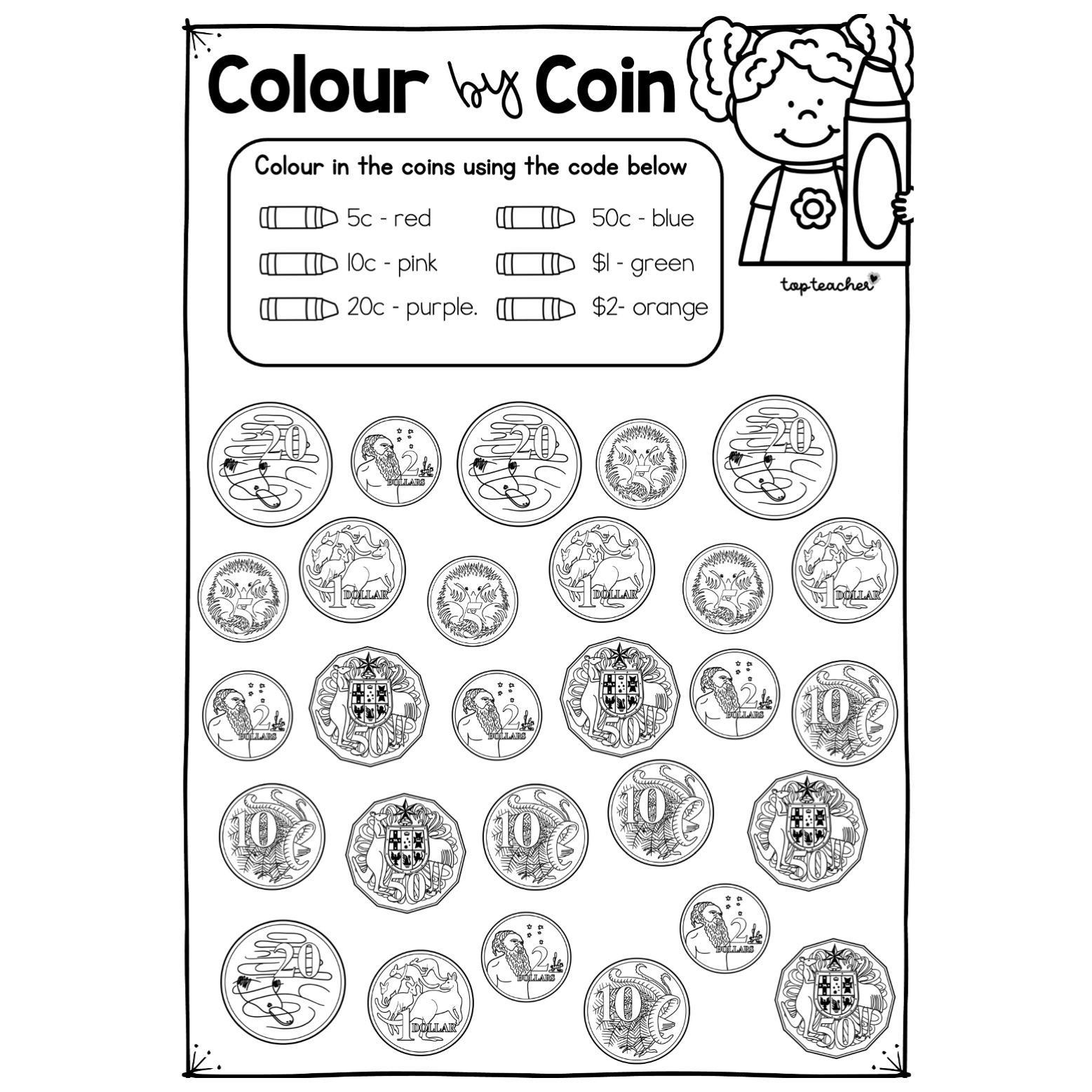 Colour By Coin Top Teacher Colour By Coin Top Teacher