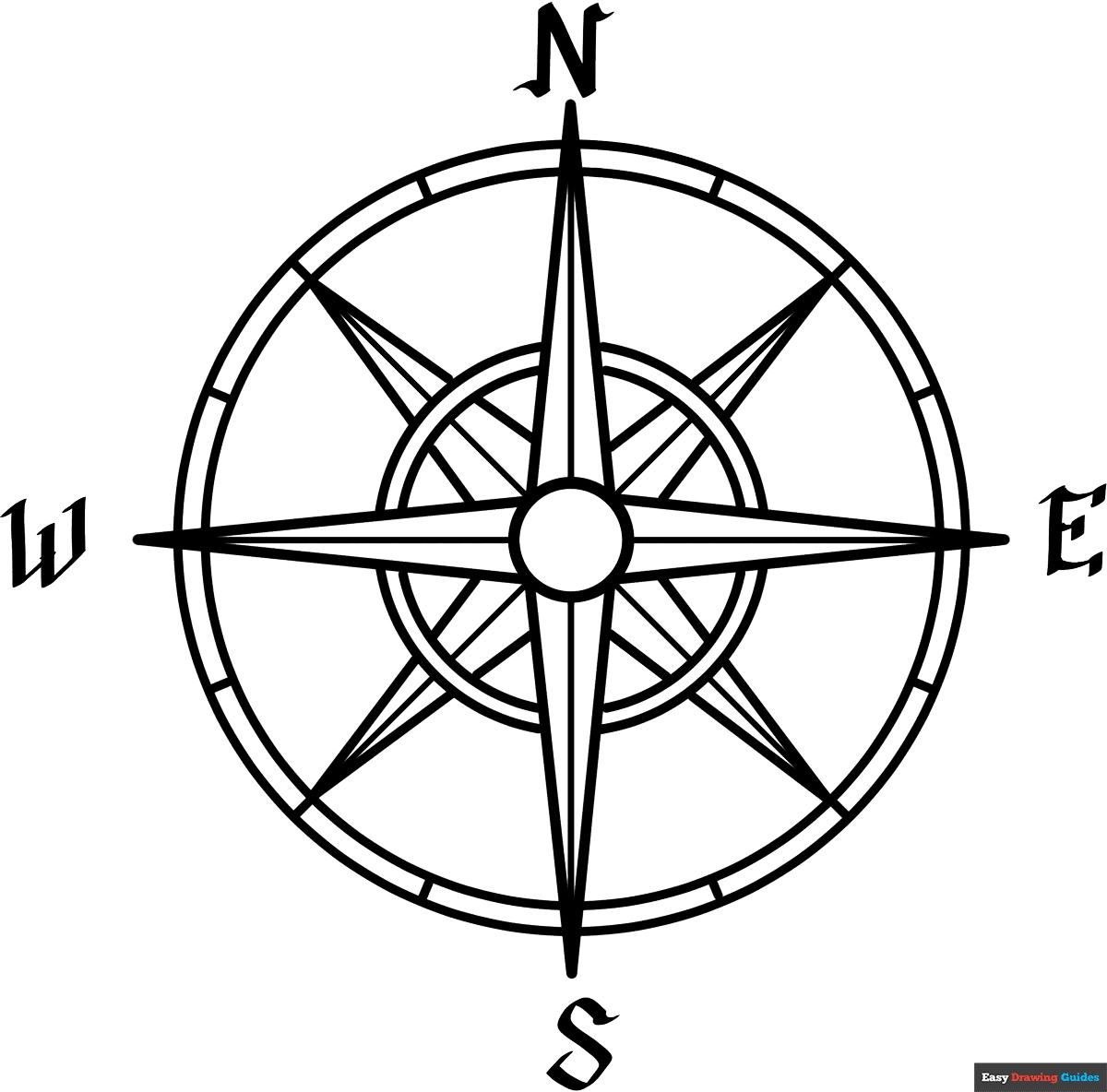 Compass Rose Coloring Page Easy Drawing Guides Compass Rose Coloring Page Easy Drawing Guides