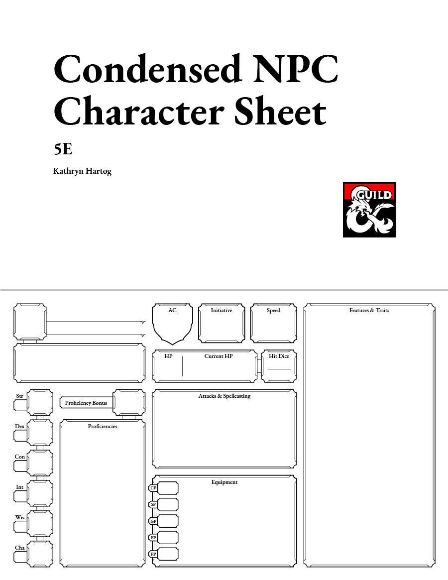 Printable Fifth Edition Dnd Character Sheet Printable Fifth Edition Dnd Character Sheet