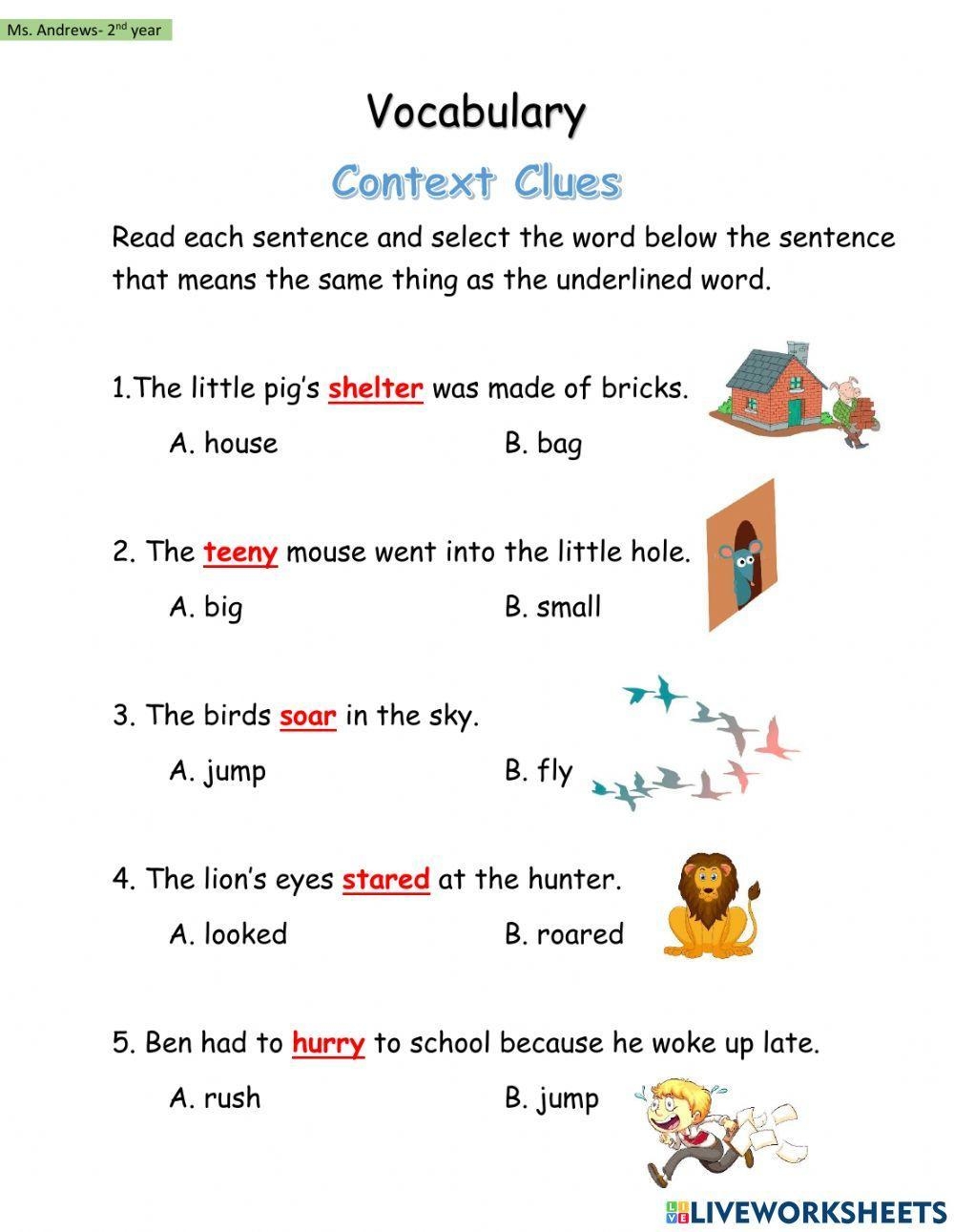 Context Clues Worksheet 1 LiveWorksheets 1592056