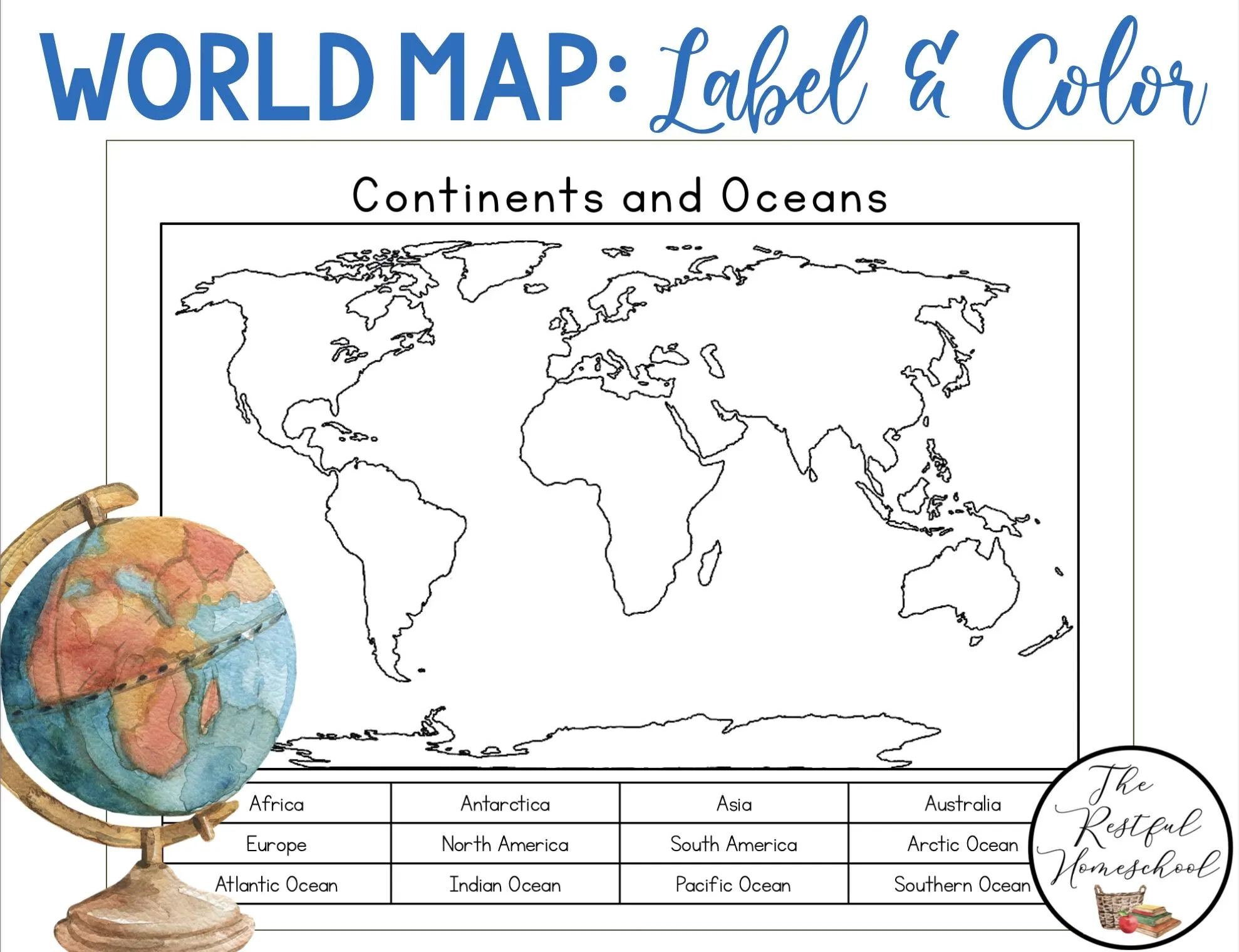 Printable Map Of The Oceans