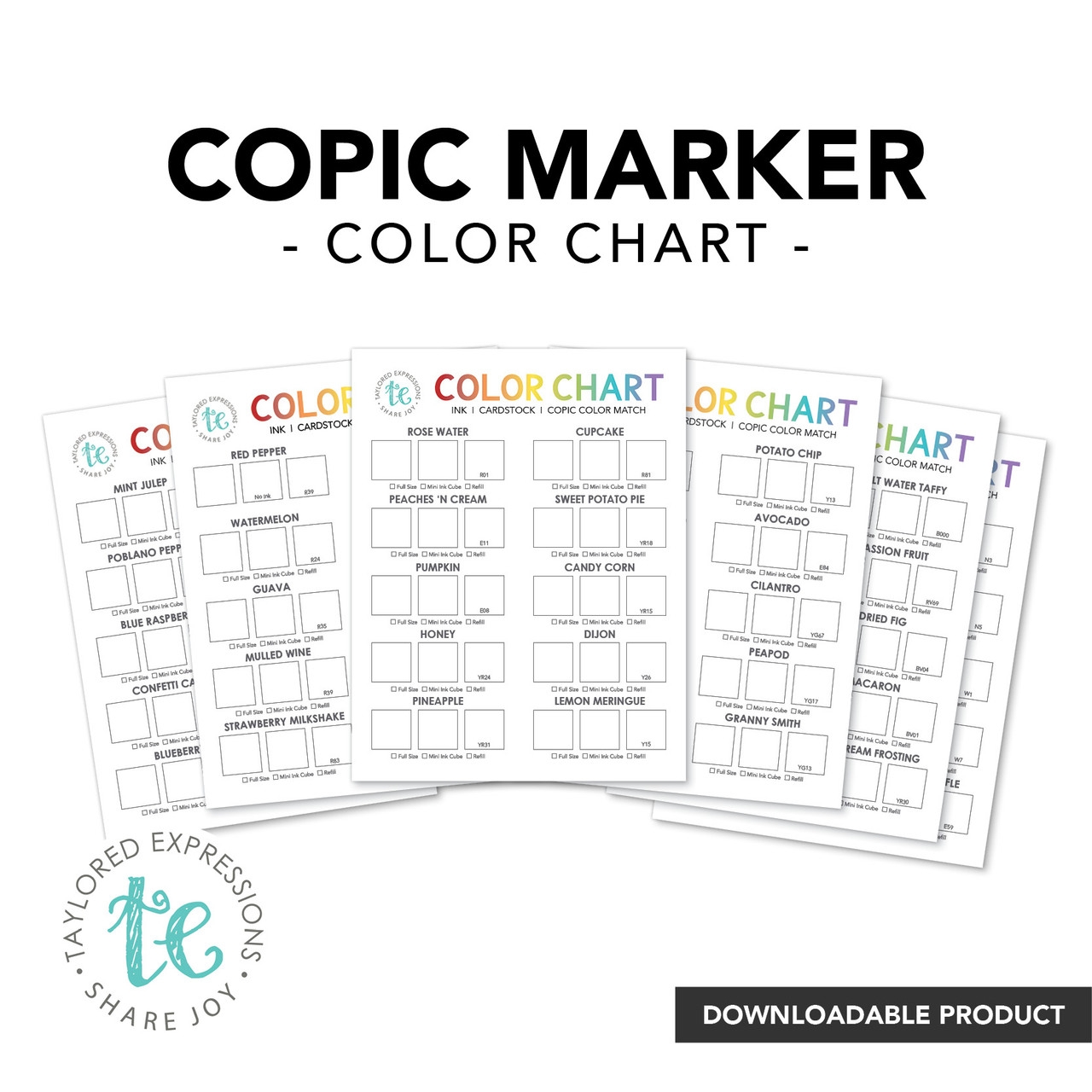 Copic Marker Color Chart Digital Download