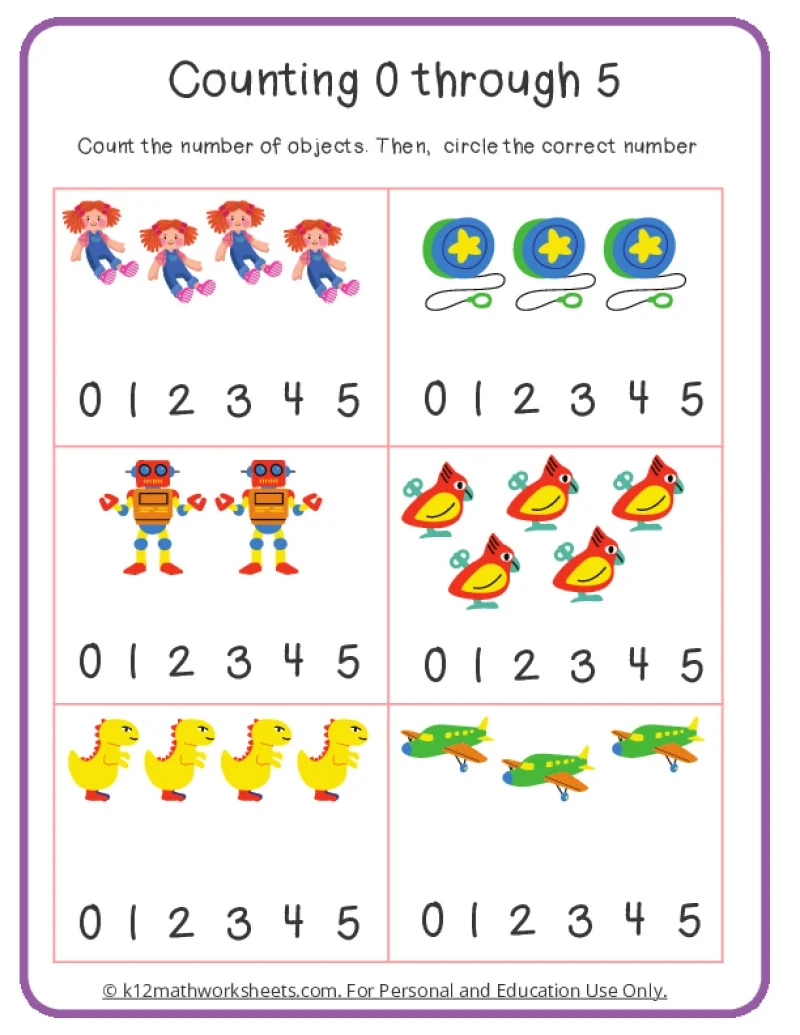 Free Printable Kindergarten Counting Worksheets