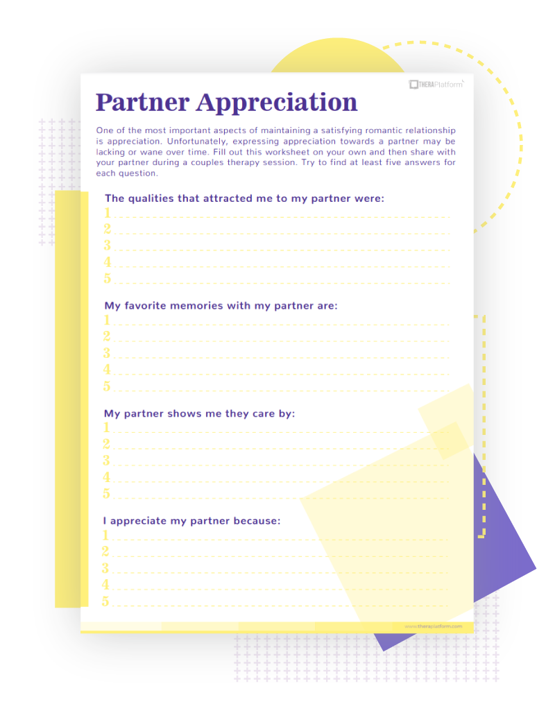 Couples Therapy Worksheets TheraPlatform Resources
