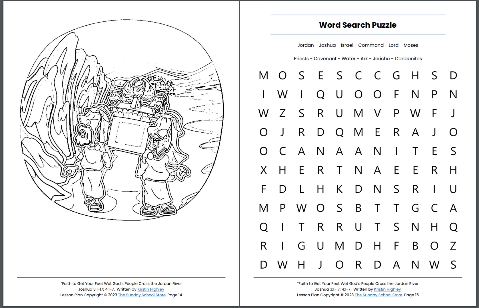 Crossing The Jordan River Joshua 3 1 17 4 1 7 Printable Bible Lesso Sunday School Store