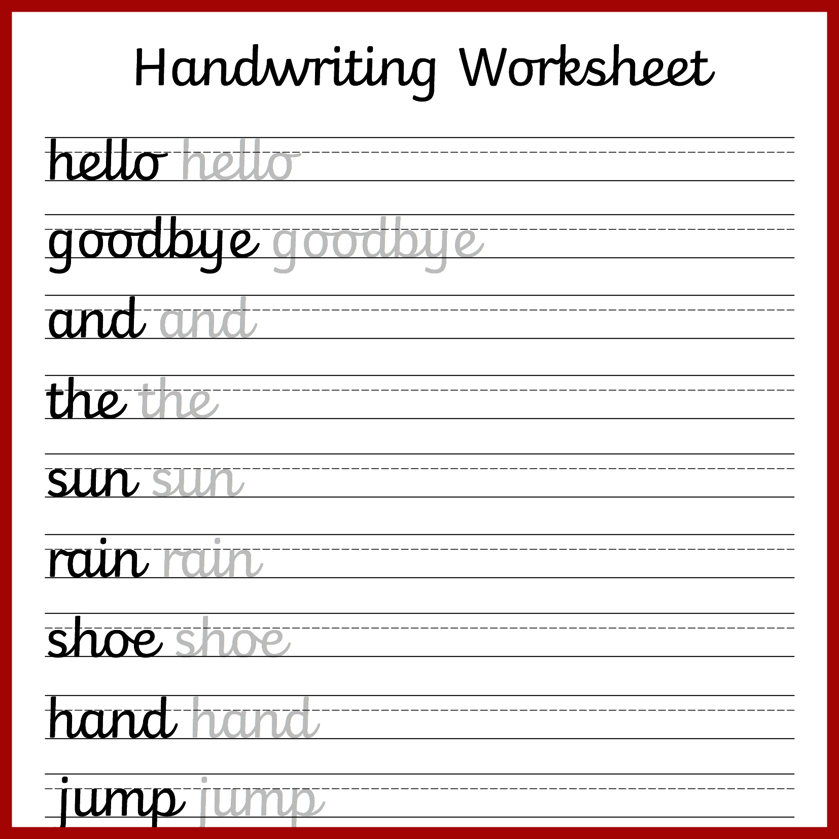 Free Printable Printing Practice Worksheets