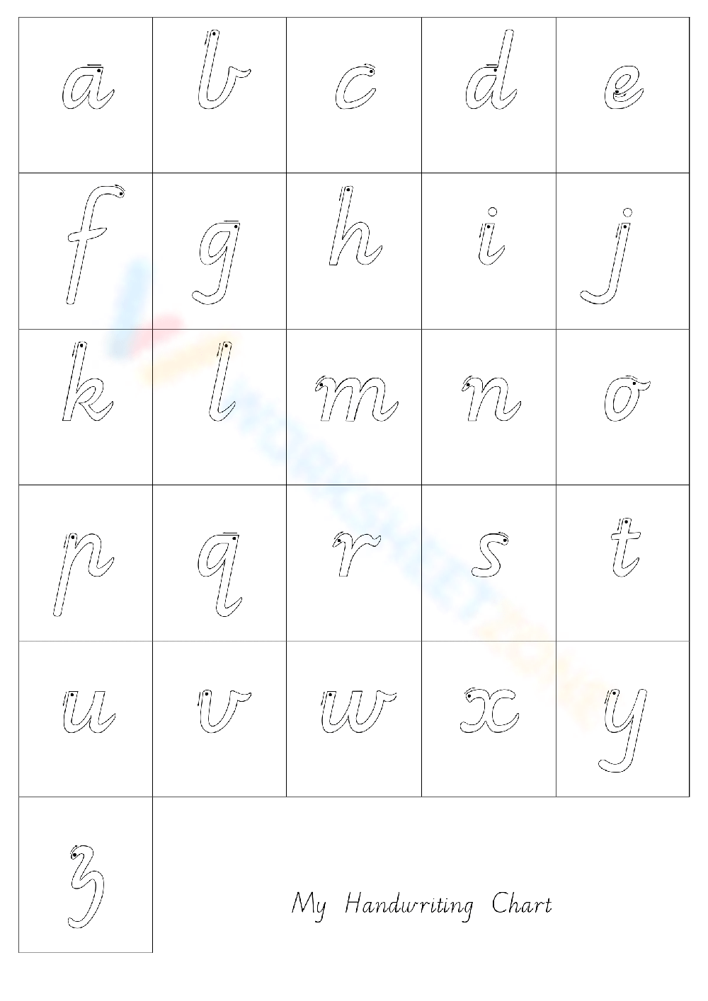 Handwriting Chart Printable Handwriting Chart Printable
