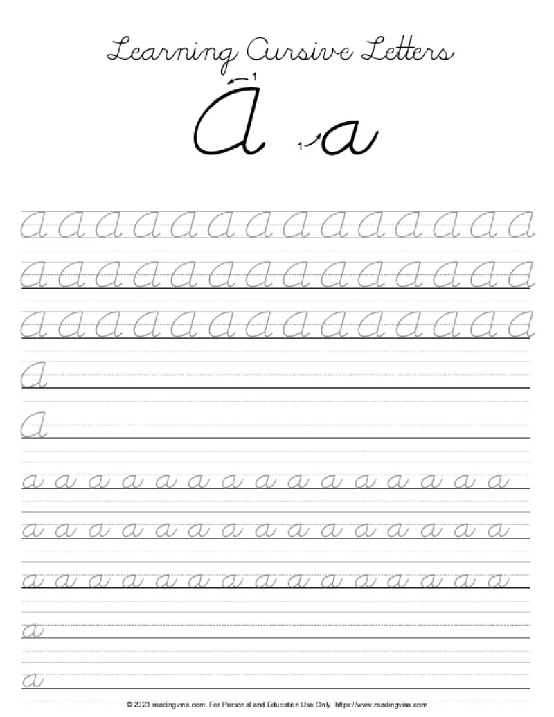 Printable Cursive Writing Worksheets