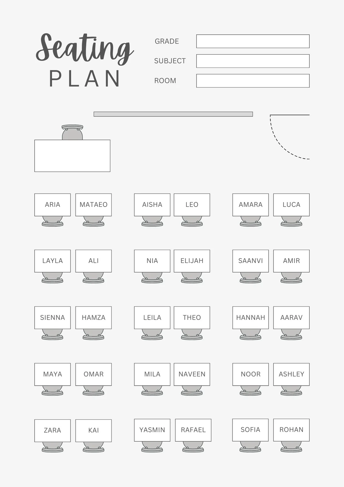 Customize 83 Classroom Seating Charts Templates Online Canva