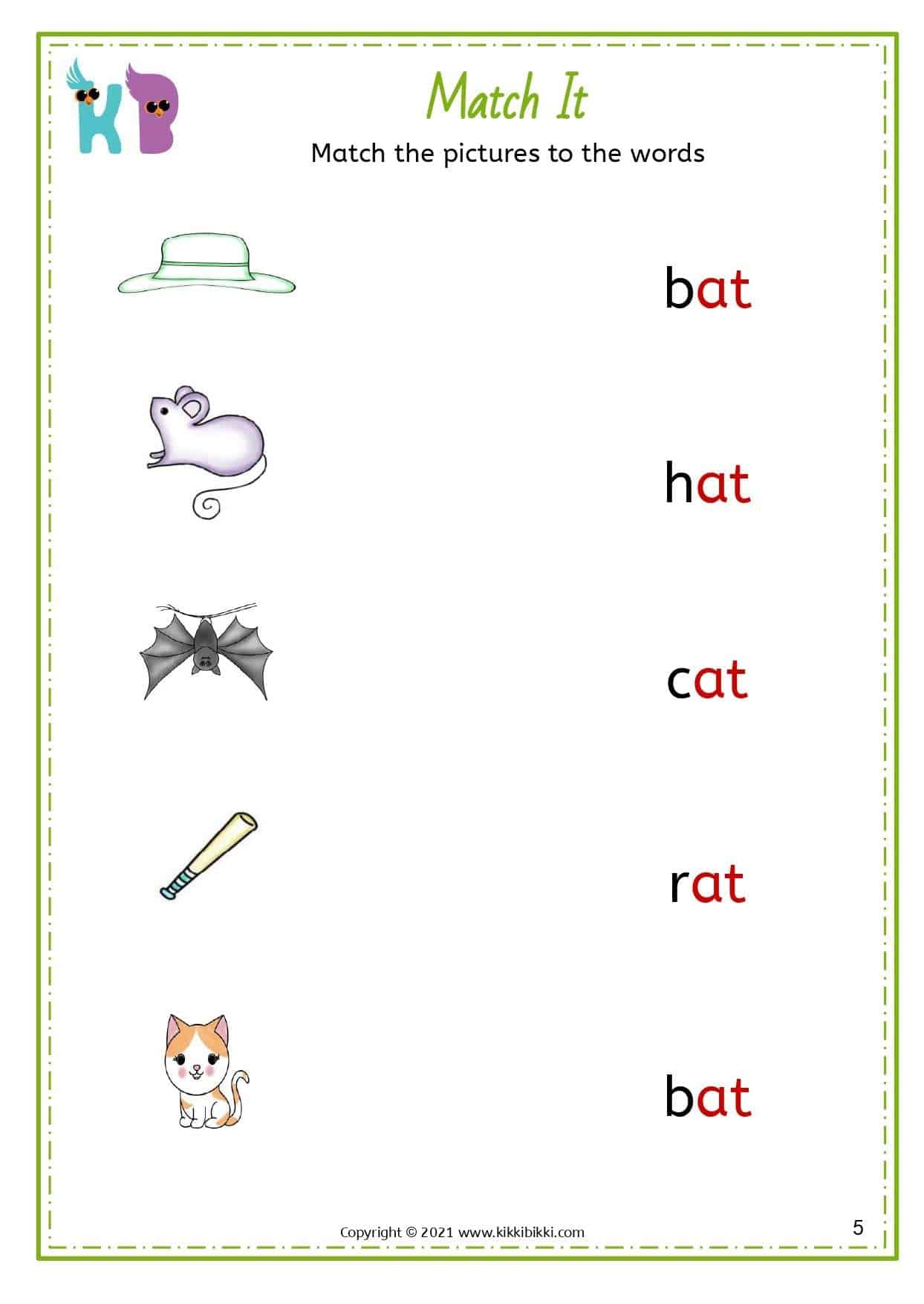 CVC at Word Family Free Phonics Printable