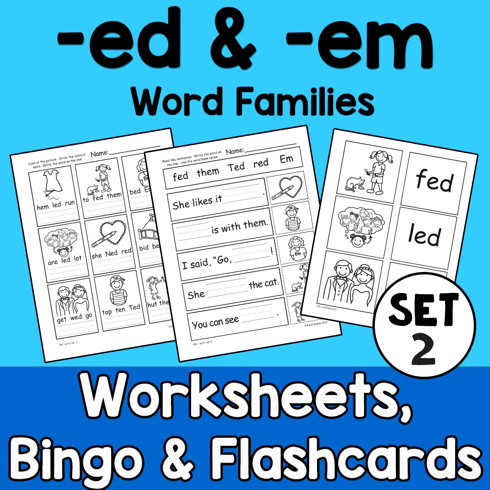 CVC Set 2 Word Family Worksheets HeidiSongs Heidi Songs