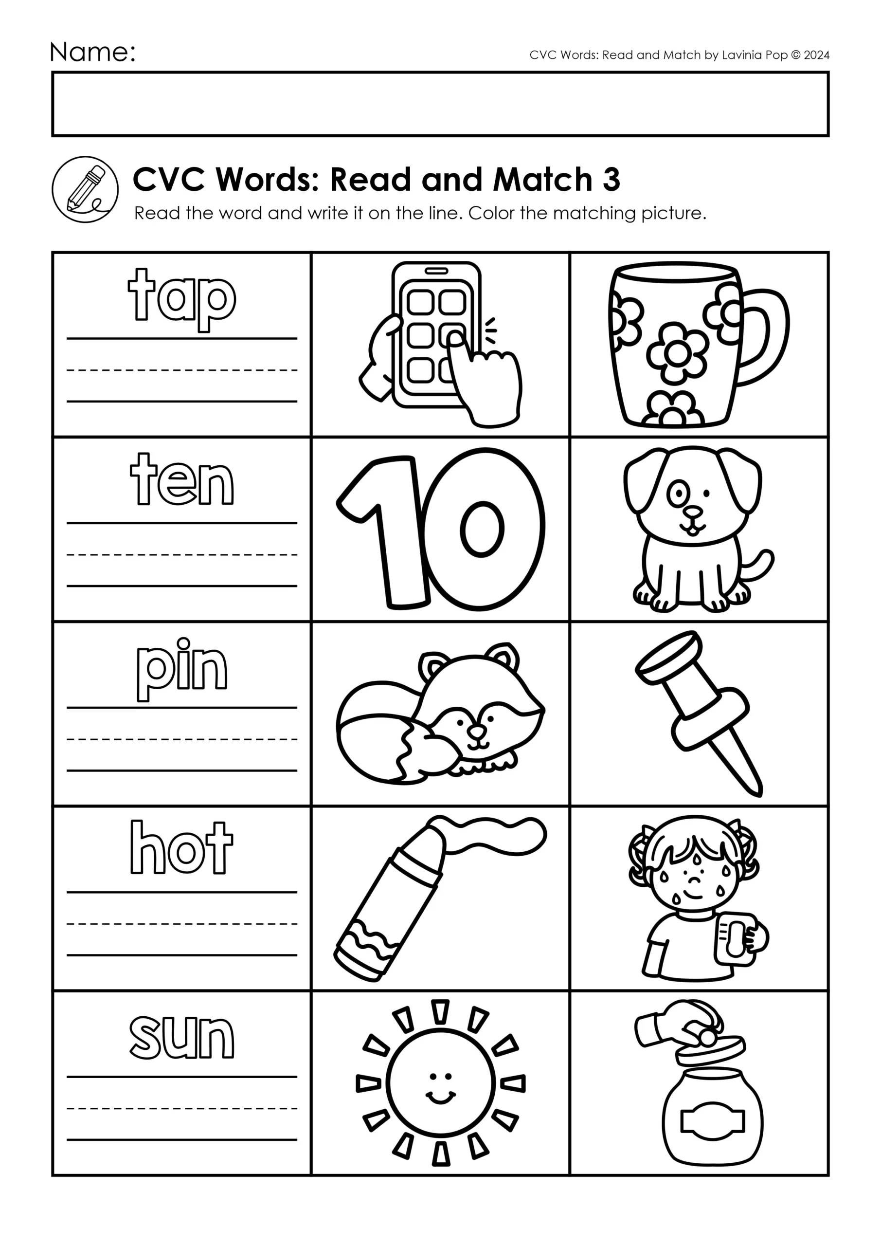 CVC Words Read And Match Printable Worksheets CVC Words Read And Match Printable Worksheets