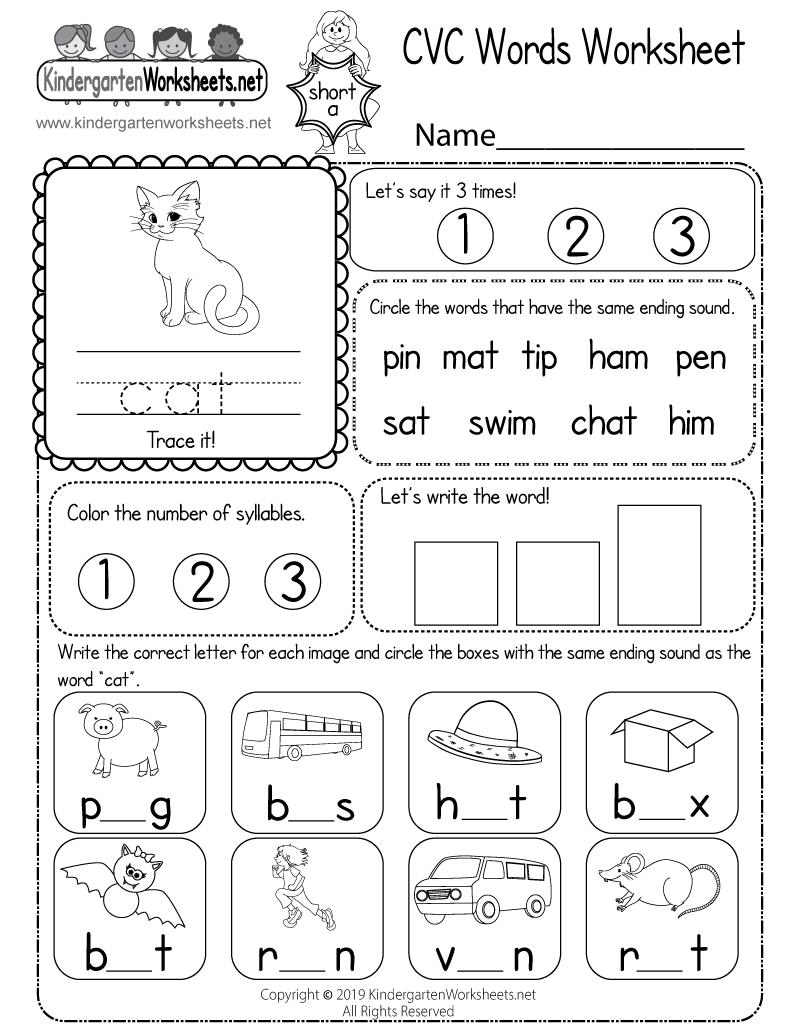 Cvc Words Free Printable Worksheets