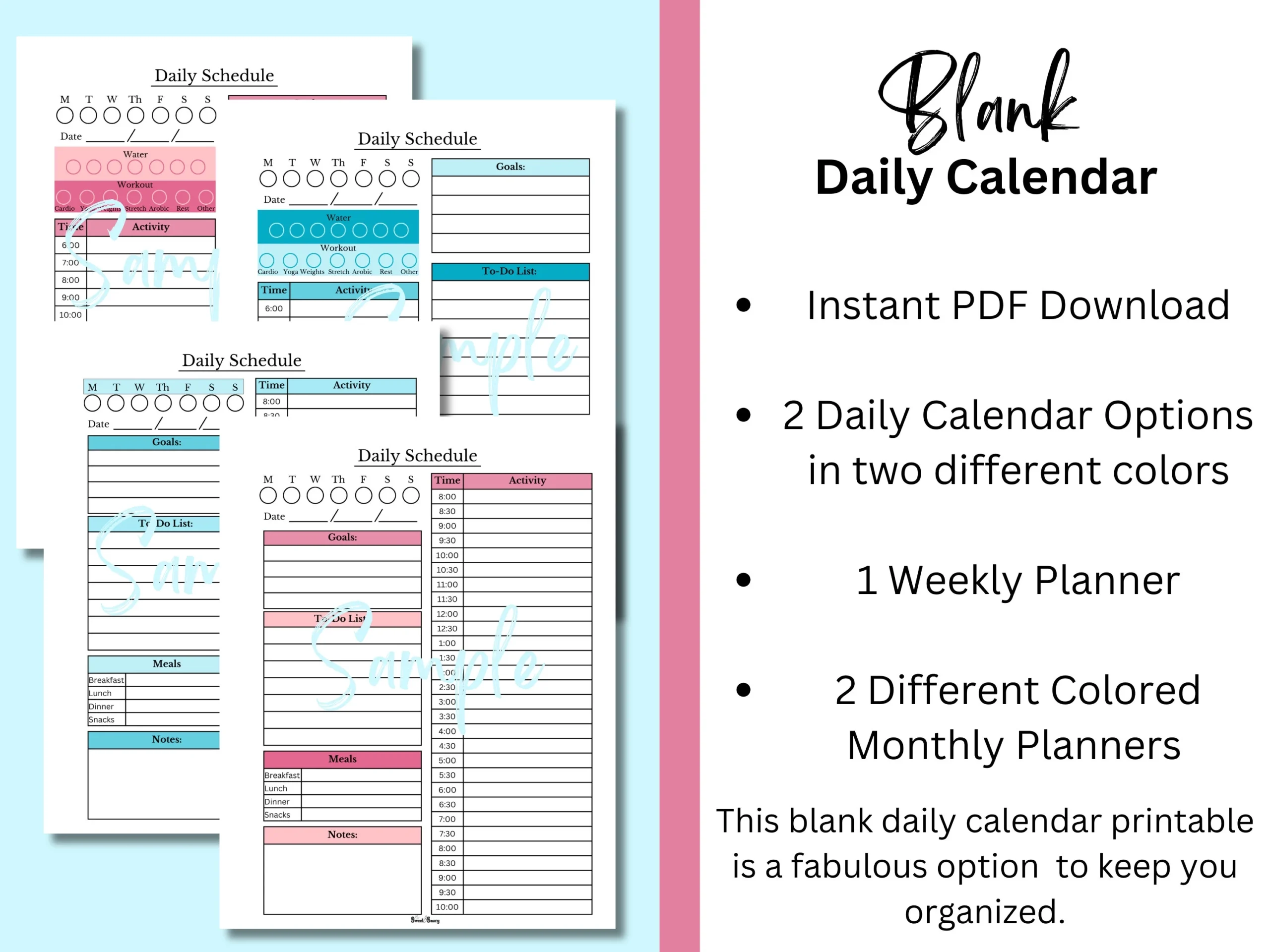 Daily Calendar Printable Blank Daily Calendar Daily Schedule 