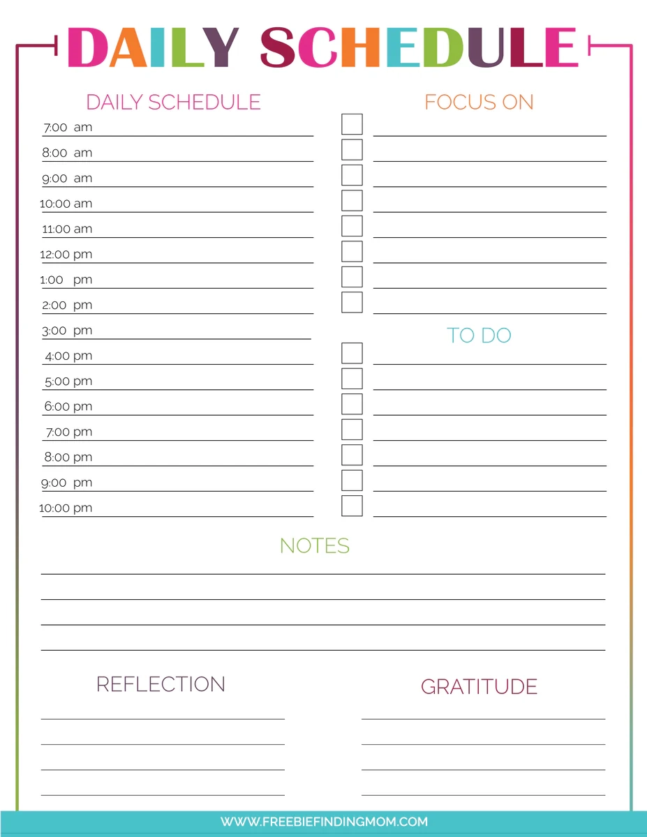 Daily Hourly Schedule Template Daily Hourly Schedule Template