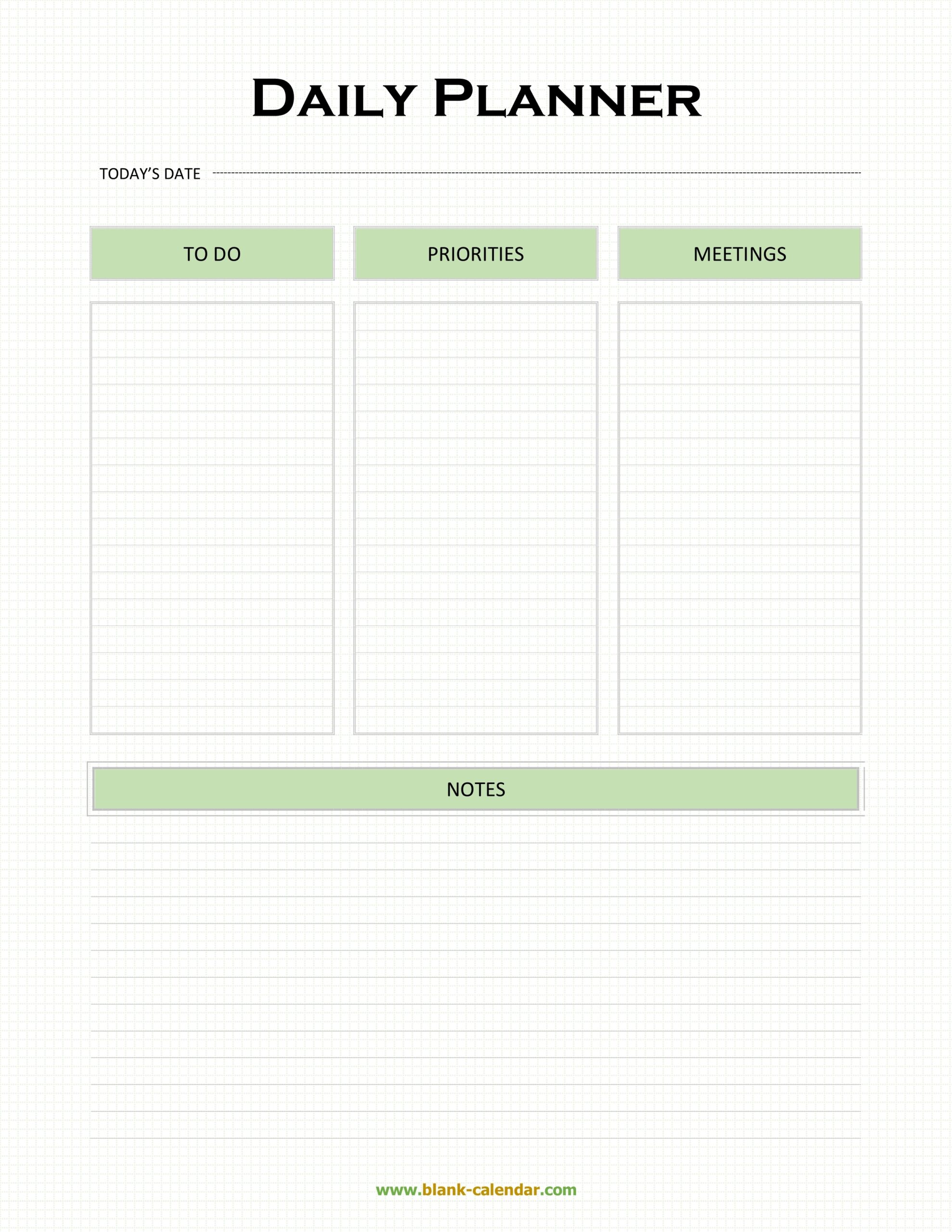 Blank Daily Calendar Printable