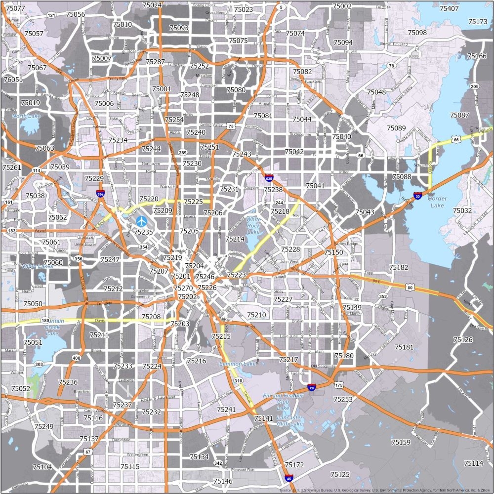 Dfw Zip Code Map Printable