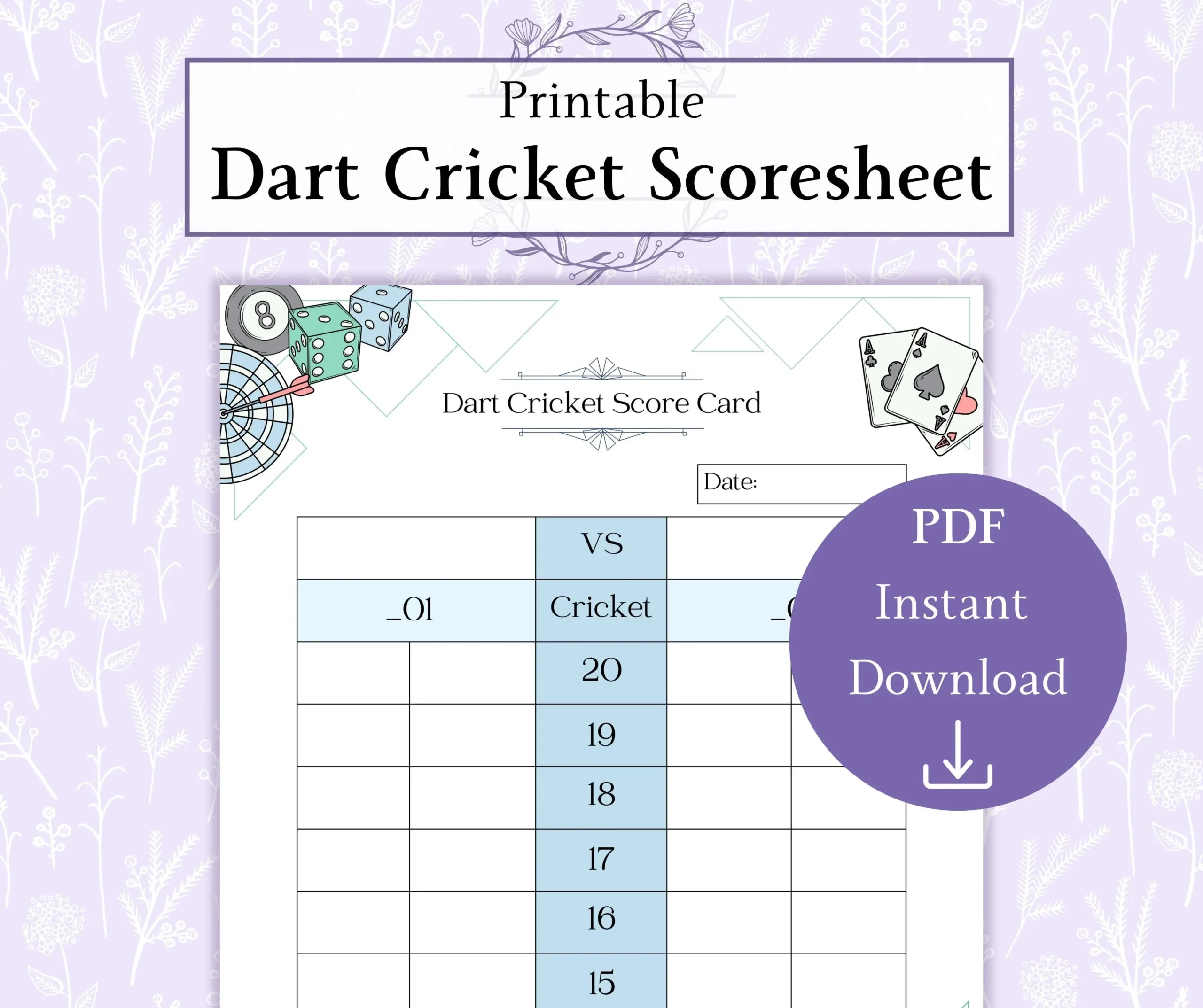 Dart Board Score Sheet Etsy
