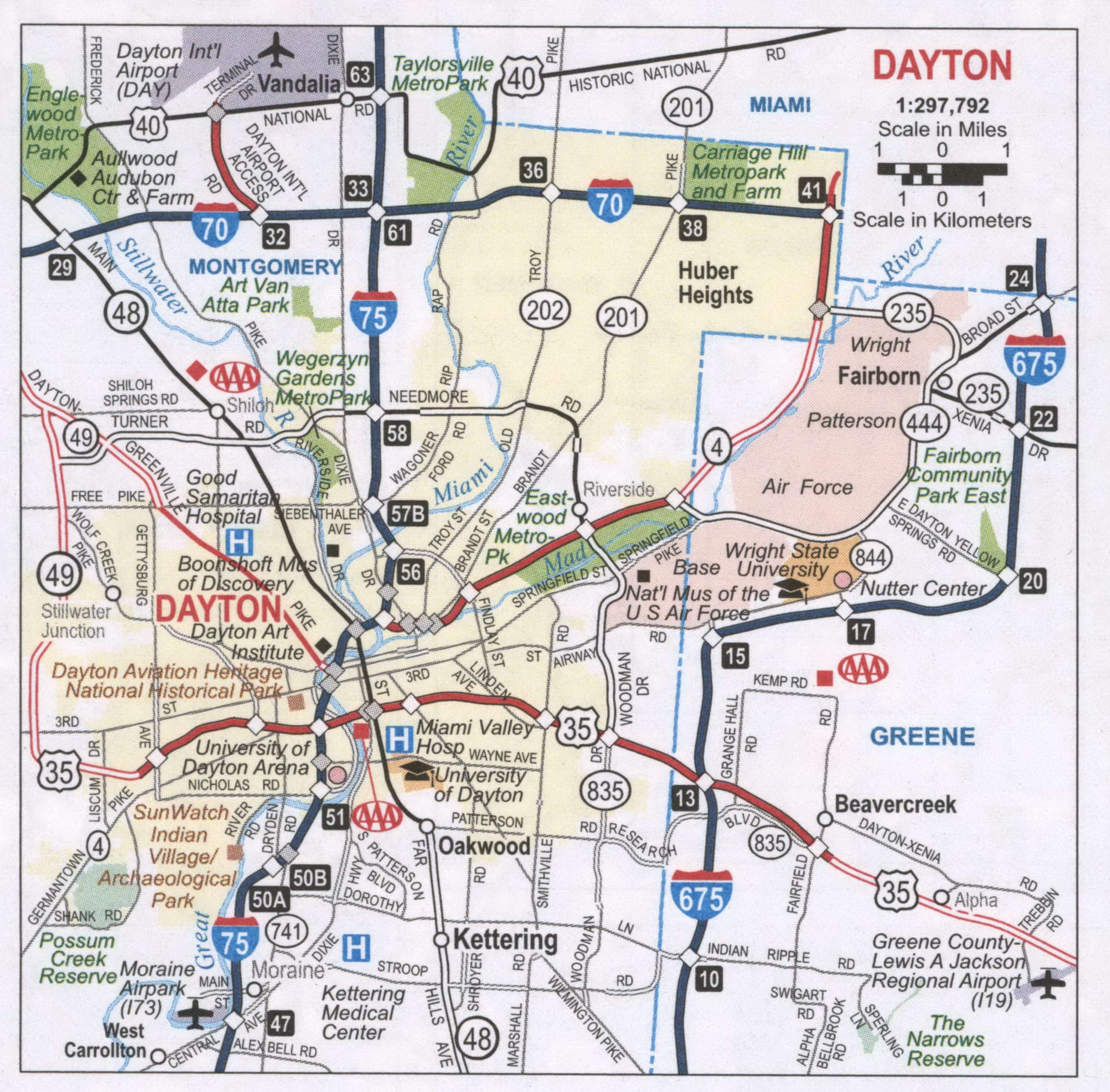 Dayton OH Roads Map Free Printable Map Highway Dayton City Surrounding Area