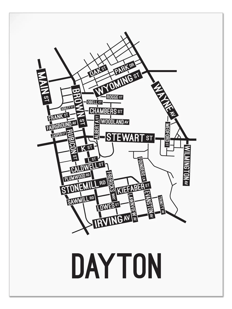 Dayton Ohio Street Map School Street Posters