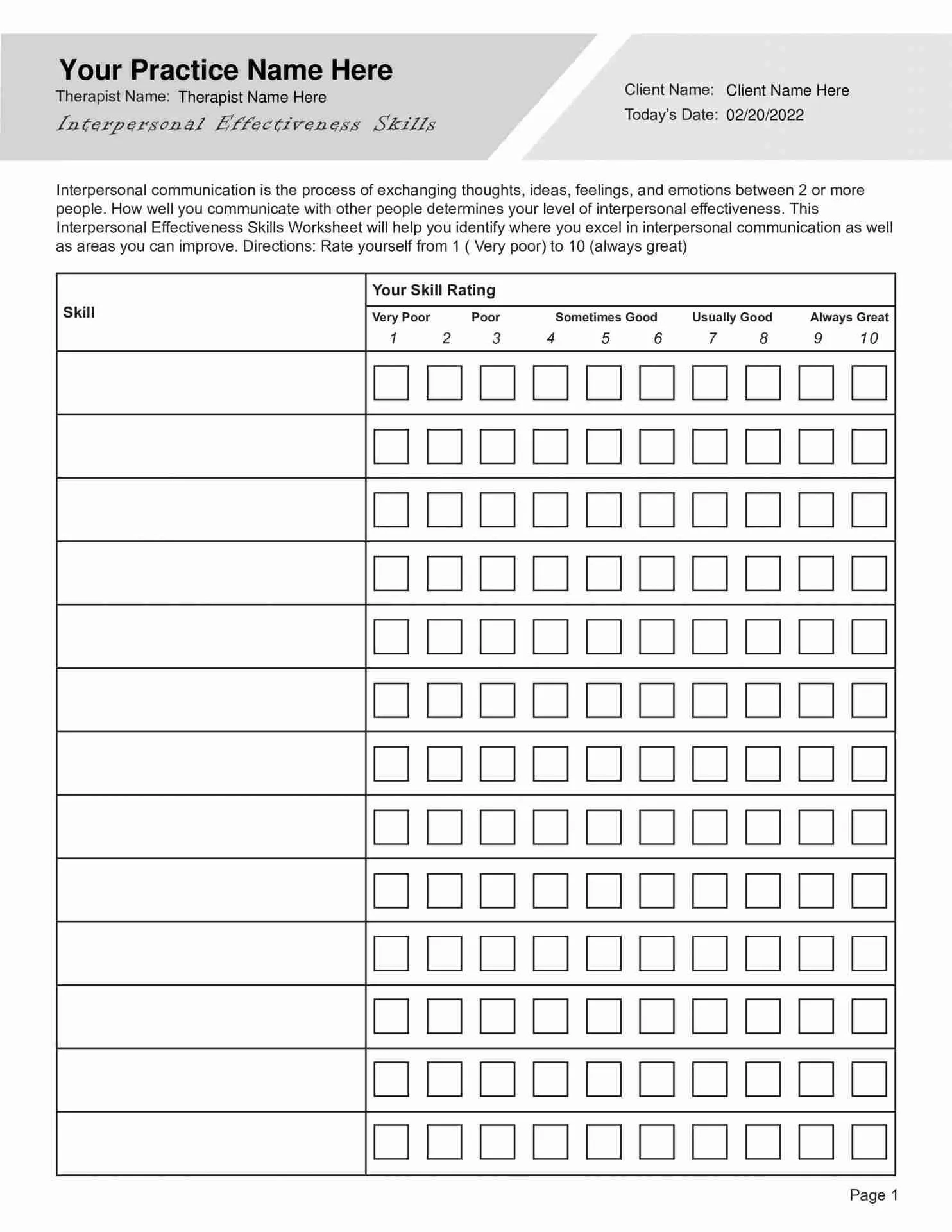 DBT Interpersonal Effectiveness Skills Worksheet PDF TherapyByPro DBT Interpersonal Effectiveness Skills Worksheet PDF TherapyByPro
