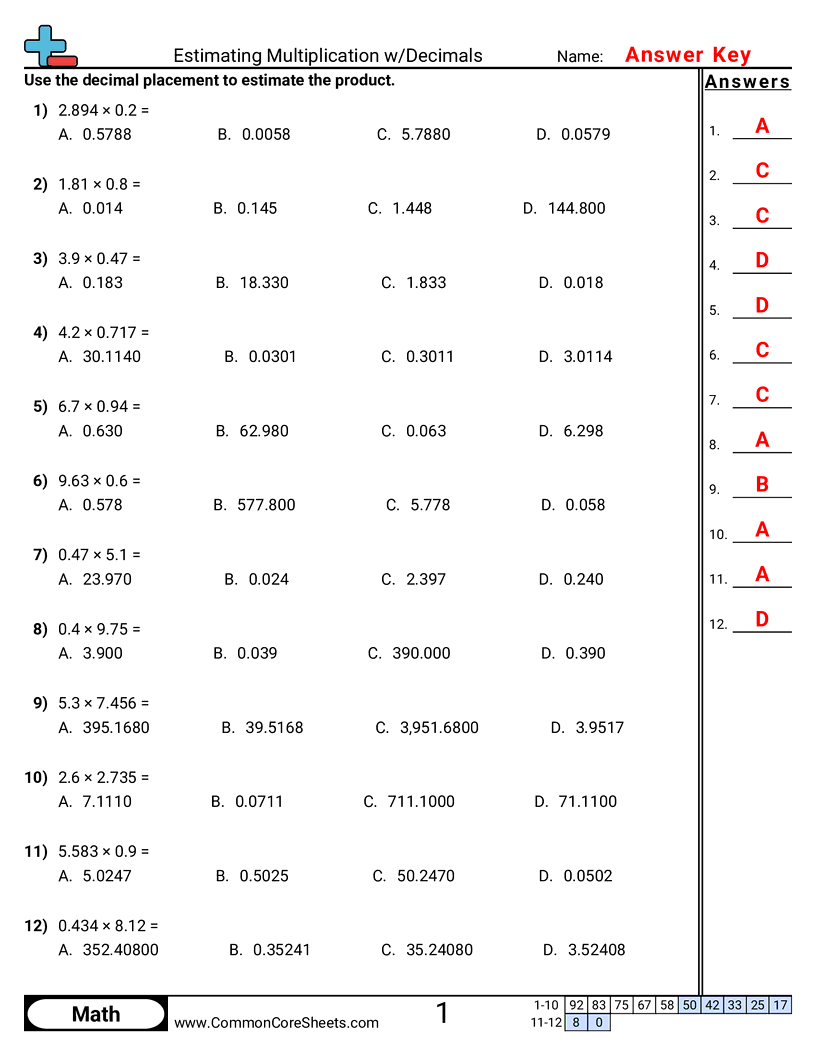 Decimal Worksheets Decimal Worksheets