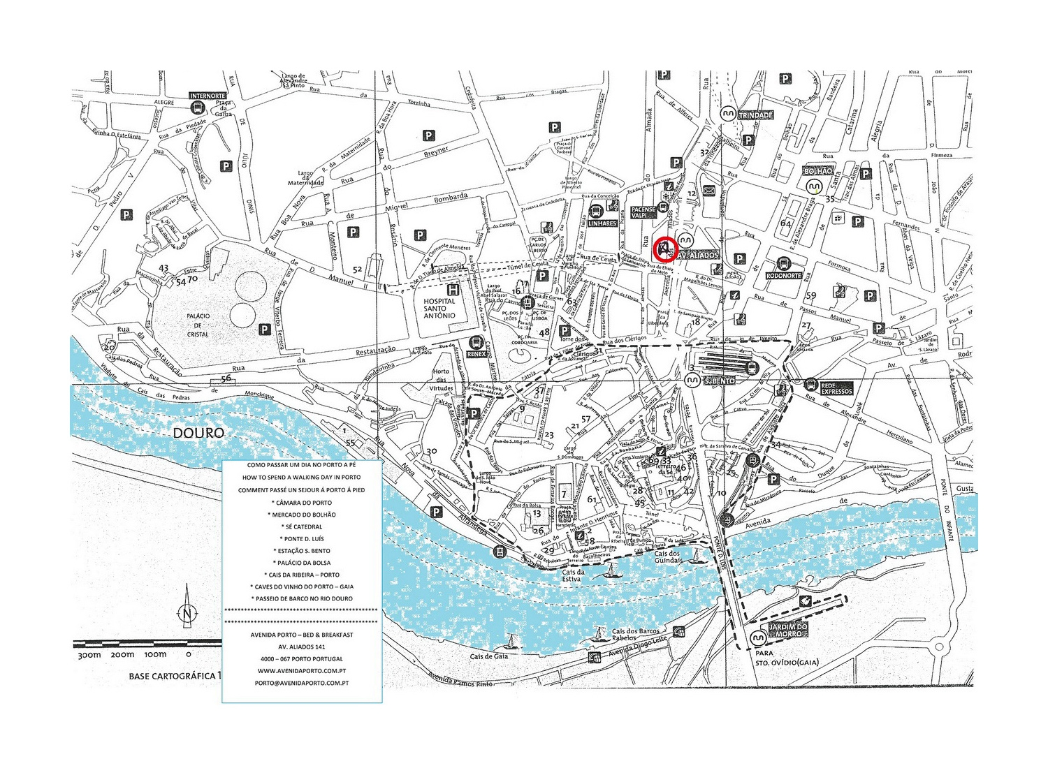 Detailed Tourist Map Of Central Part Of Porto City Porto Portugal Europe Mapsland Maps Of The World